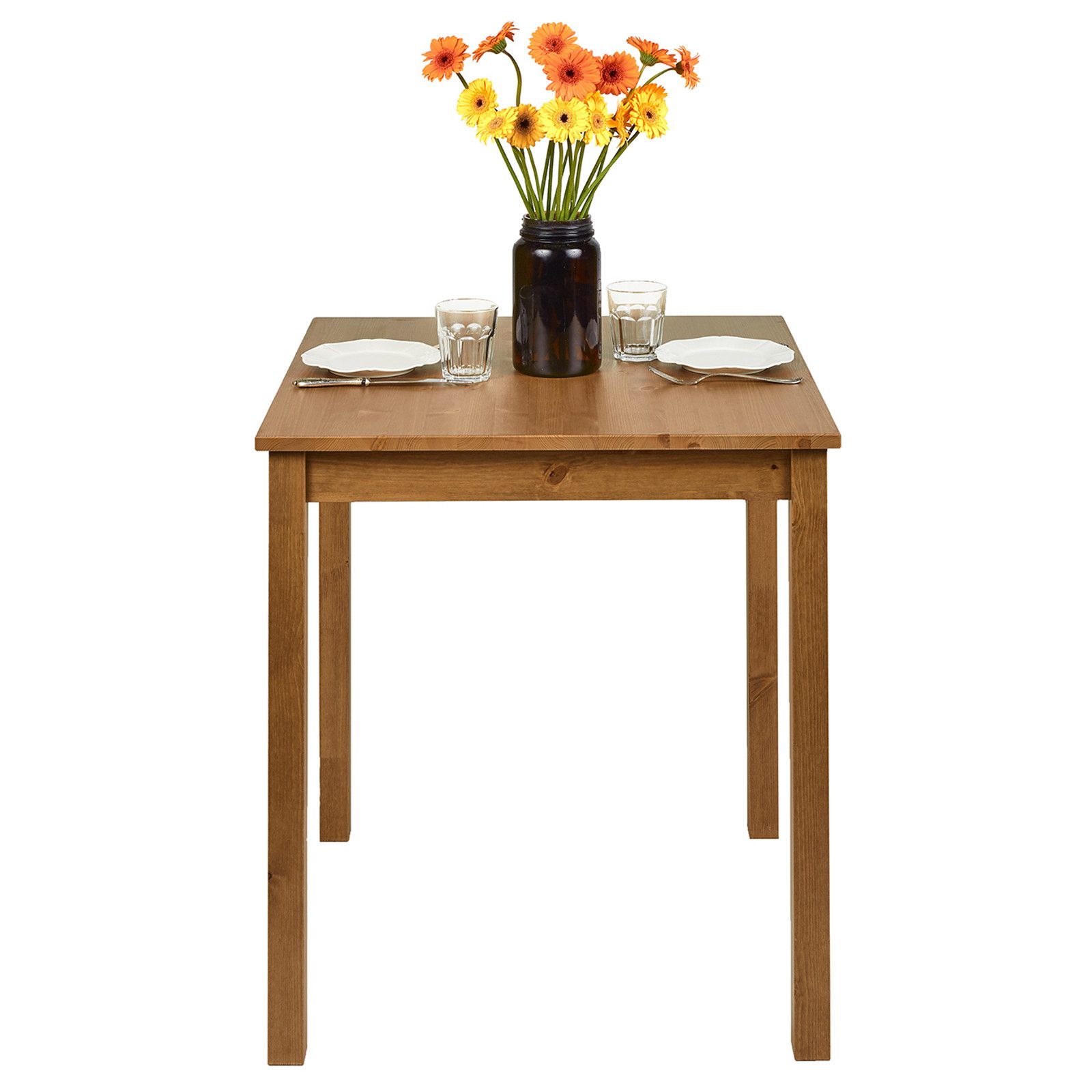 hagge home Esstisch, Küchentisch klein Kiefernholz massiv 68 x 68 x 75 cm Braun