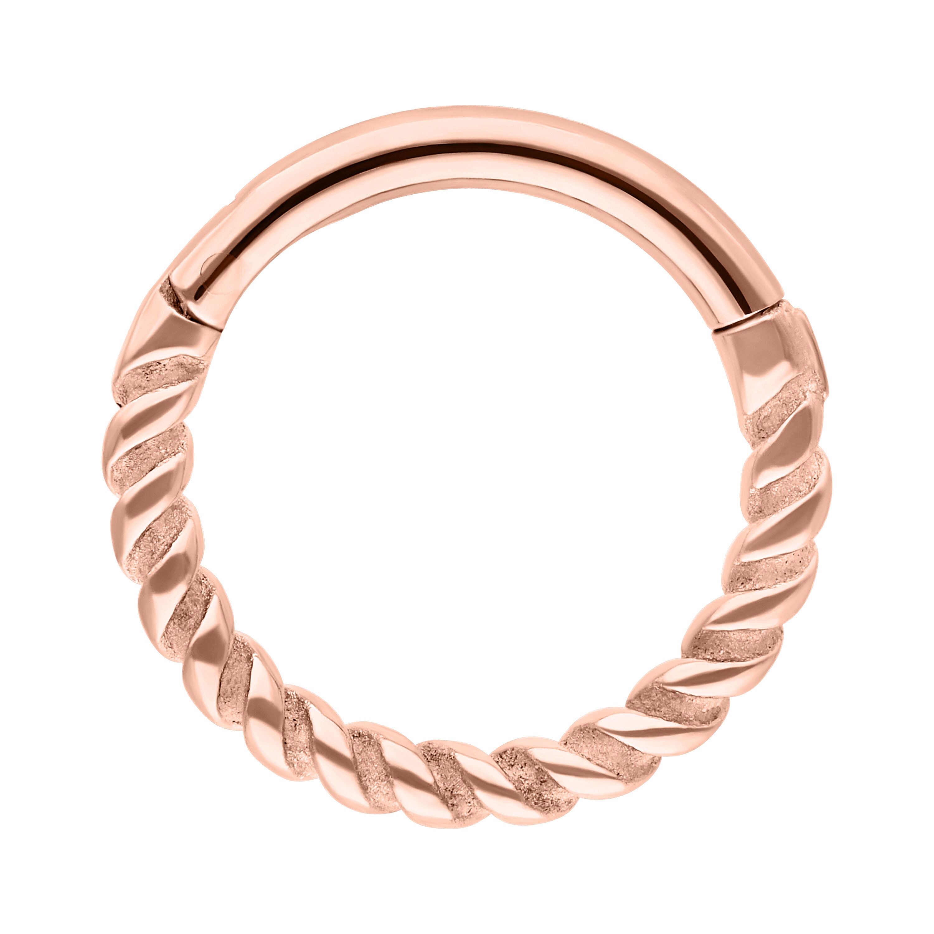 Wildcat Nasenpiercing Twisted Rope Clicker für Ohr, Nase, Lippe, Bauchnabel, 1 Stück, Chirurgenstahl 316L - wasserfest, hautverträglich, Roségold