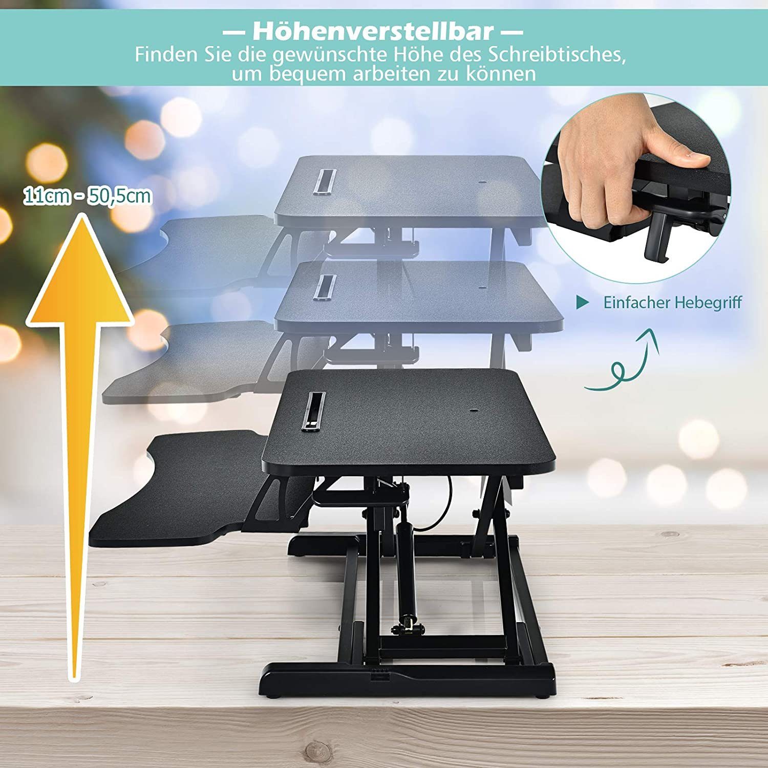 COSTWAY Schreibtisch Tastaturablage, Tablet-Halter höhenverstellbar, Schwarz mit