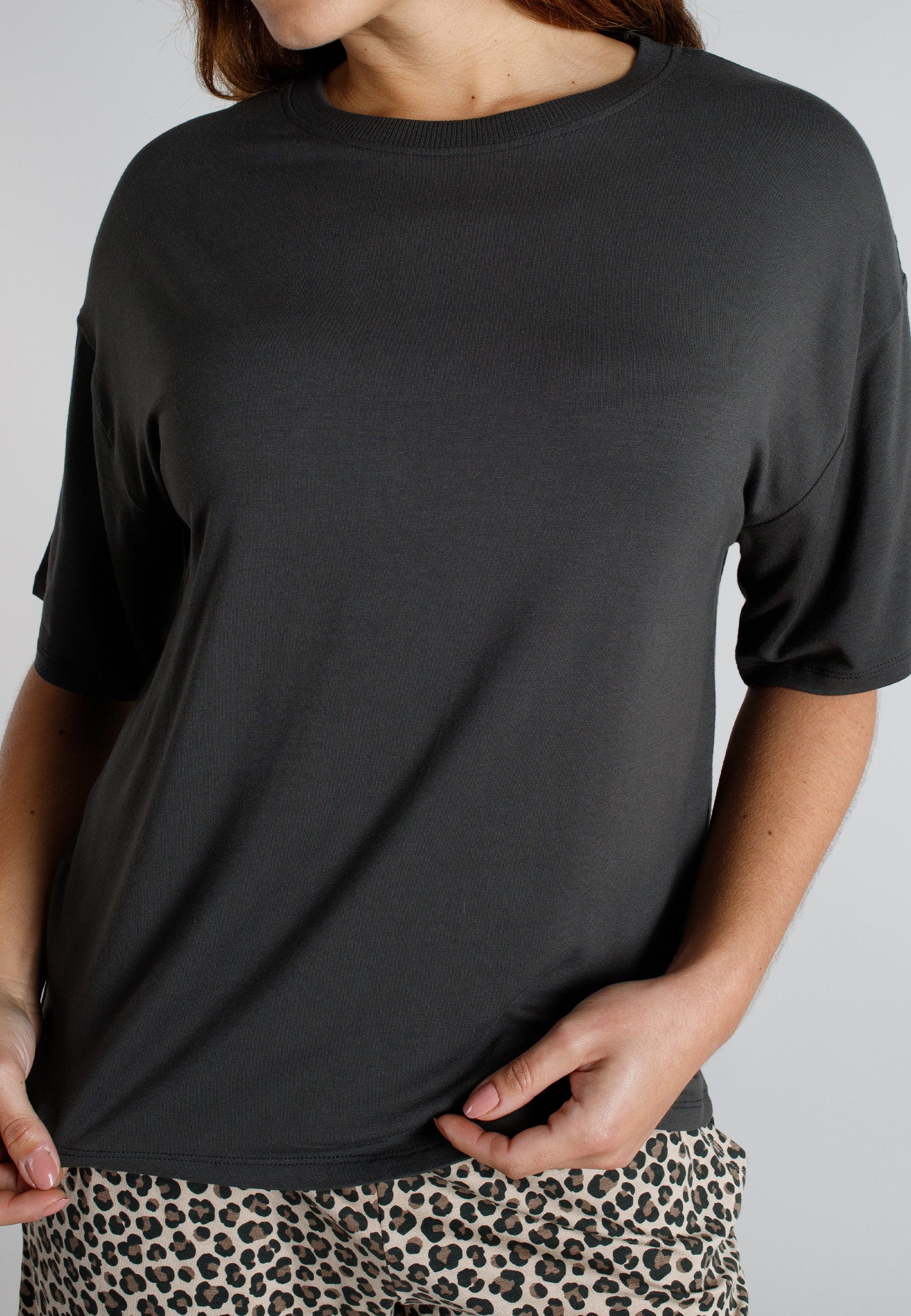 TOM TAILOR Sleepshirt TOM TAILOR Damen T-Shirt grau uni (1-tlg)