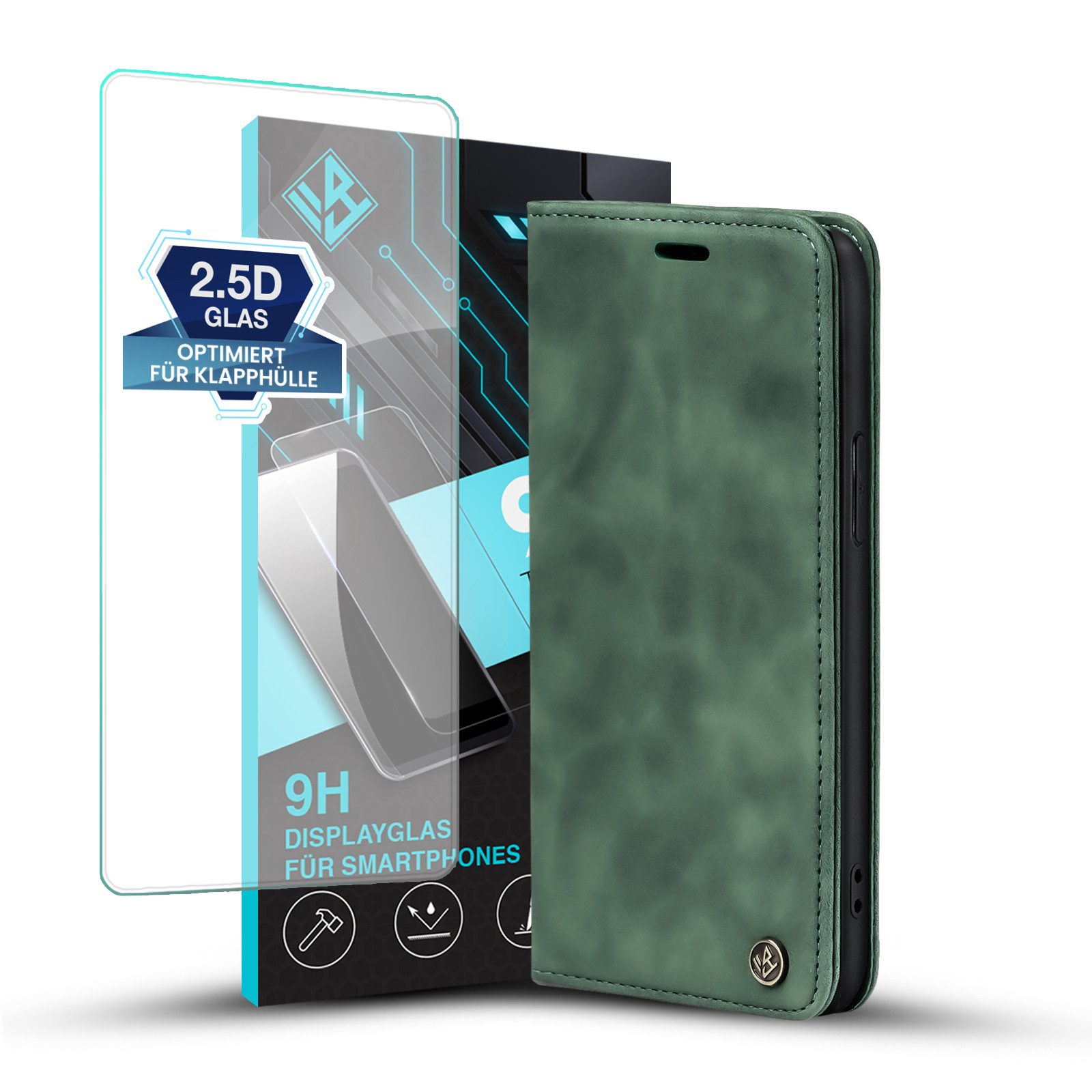 Tec-Expert Handyhülle LBH Hülle für iPhone 13 - Farbe: Türkis mit 2.5D Glas -