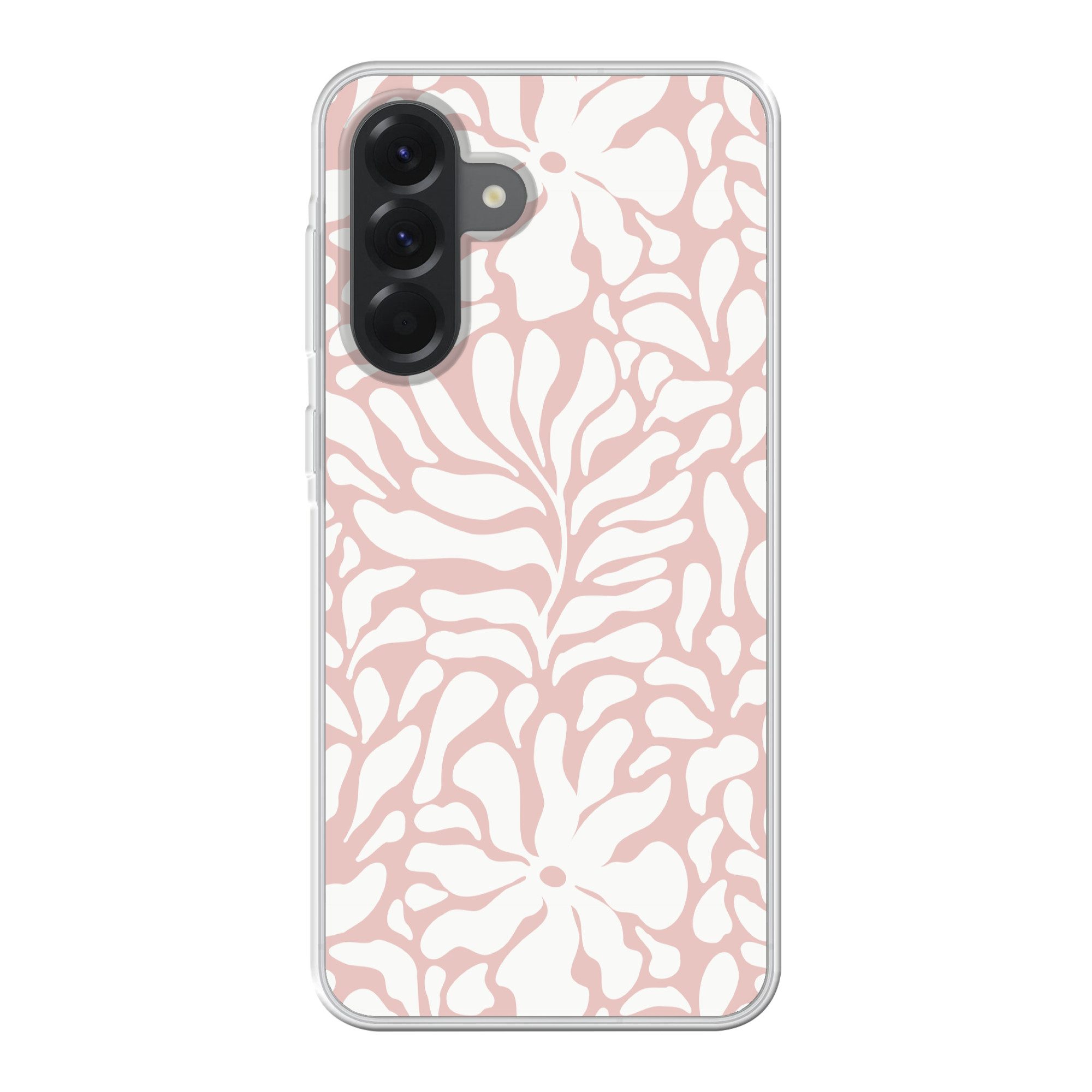 MuchoWow Handyhülle für Samsung Galaxy A56 Blumen - Muster - Rosa - Weiß, Phone Case, Silikon, Schutzhülle Dünn