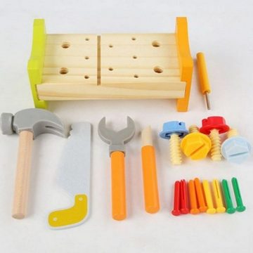 LENBEST Spiel-Werkzeugstation Kinder-Aufklärungspuzzle Demontage Nüsse Klopfen Nägel Werkzeugkasten, Übung Frühes Lernen Holzspielzeug