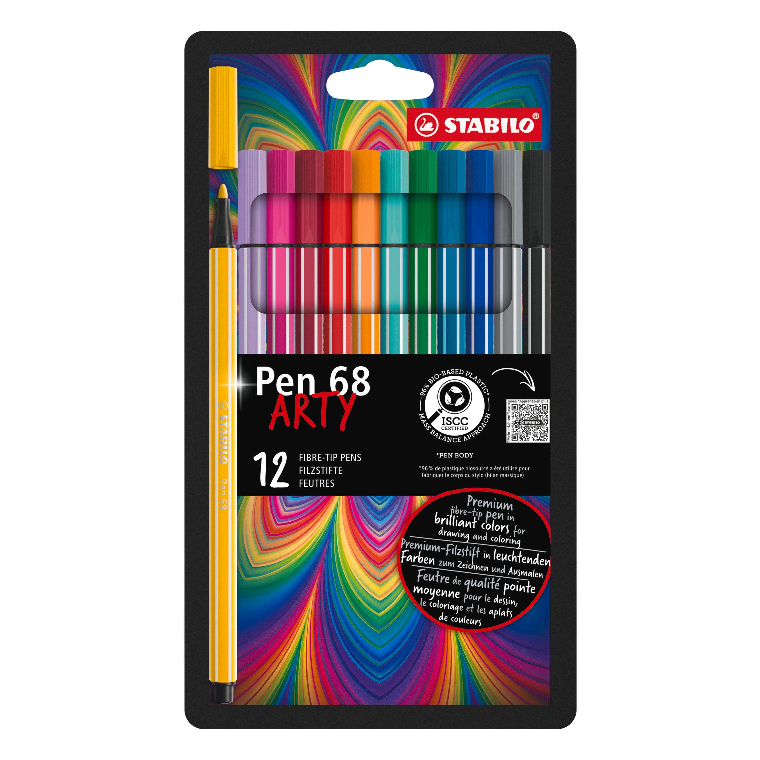 Faserstift STABILO Pen 68 ARTY Filzstift - M - 1 mm - 12er Set