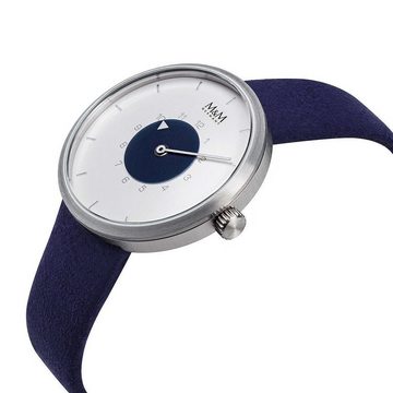 M&M Quarzuhr Armbanduhren Microfaser Vegan Line, (1-tlg), Analoguhr rund, Designer Uhr, deutsche Manufaktur, inkl. edles Etui