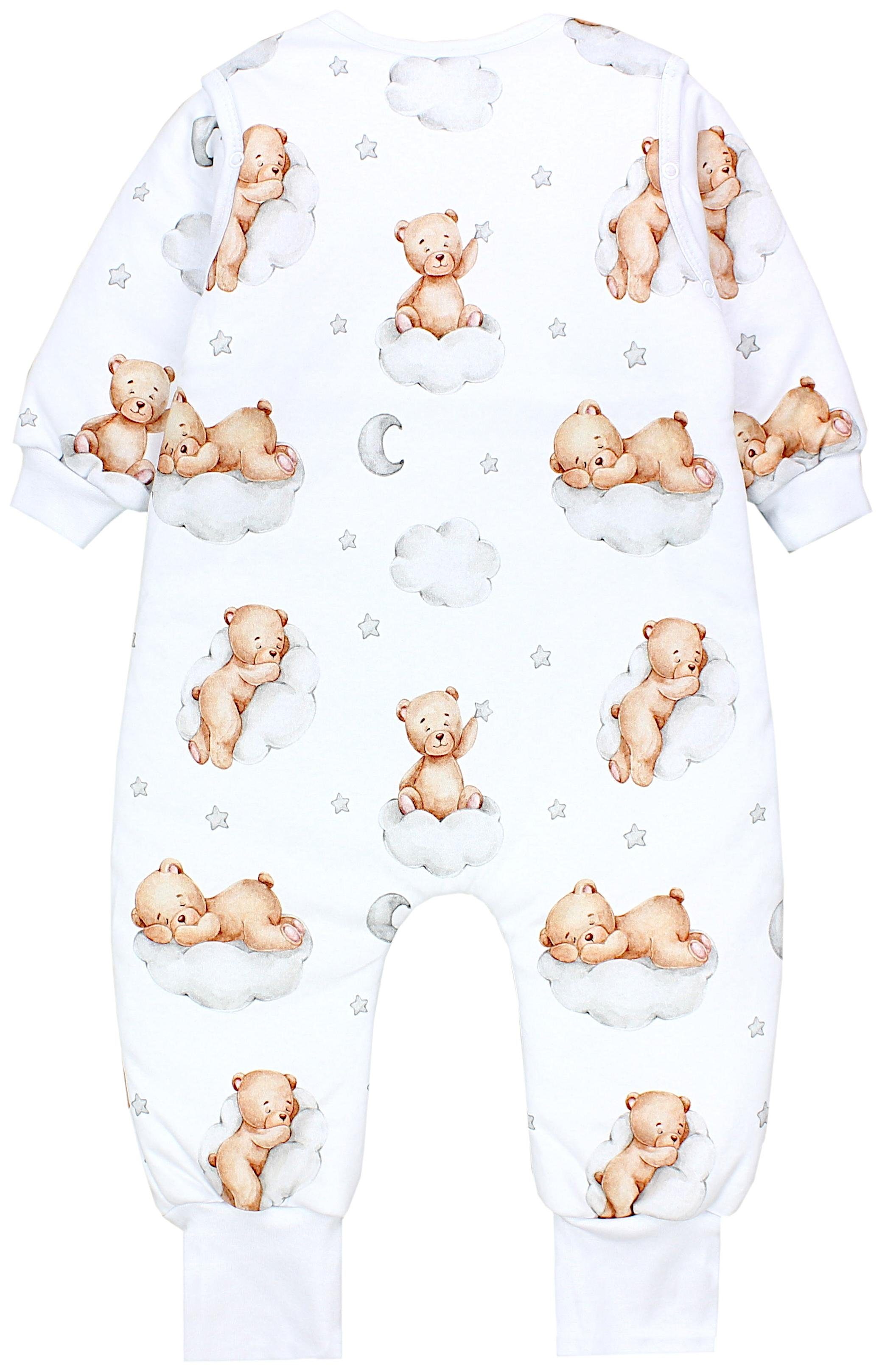 TupTam Babyschlafsack mit Beinen Unisex Weiß Wolken / / Winter Bären OEKO-TEX und Braun auf Ärmel zertifiziert