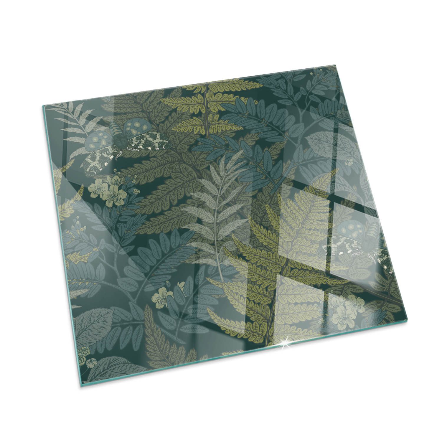 Tulup Bodenschutzplatte Grün Pflanzenmotive, Gehärtetem Glas Kaminbodenplat günstig online kaufen