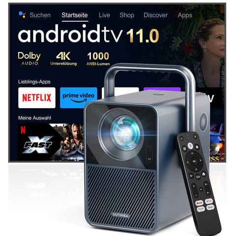 Ultimea E40 Beamer Android TV 11.0 mit Netflix,Dolby Audio,Tiefe Bässe Beamer (30000 lm, 2000:1, 1920 x 1080 px,Tragegriffdesign, Tragbar Projektor Native 1080P, Poseidon Serie)