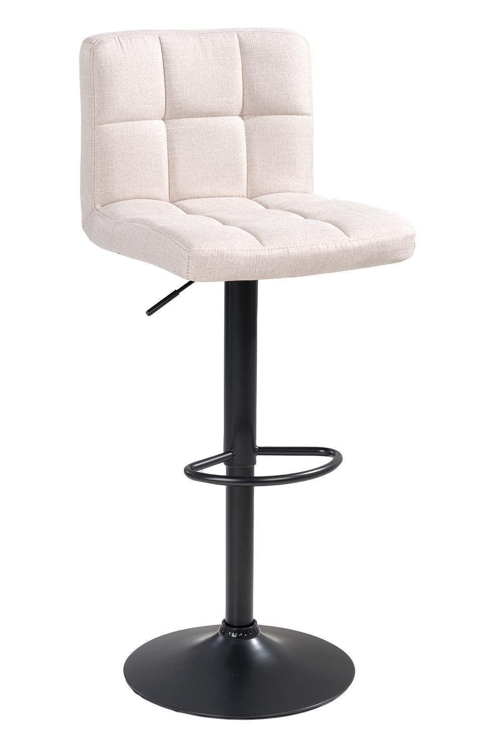 Home4You Barhocker, Beige, Schwarz, Webstoffbezug, Metallgestell, Höhenverstellbar, B 45 x H 94 x T 45 cm