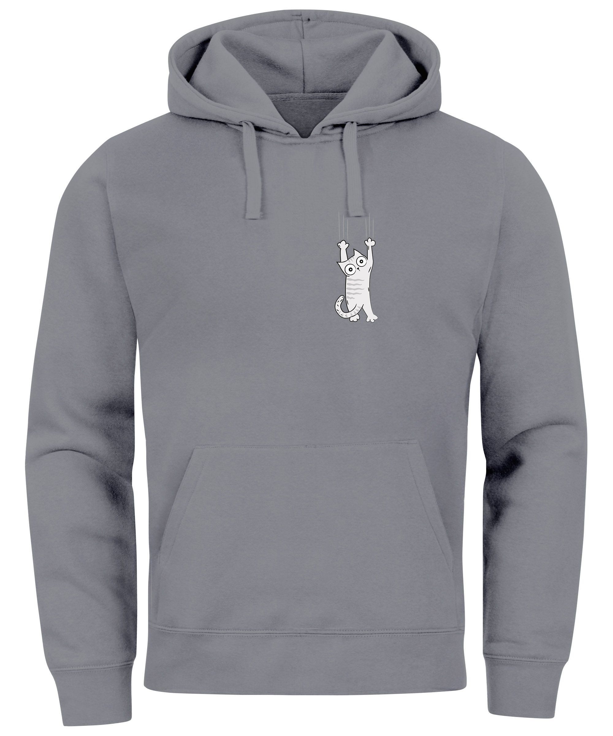 Neverless Hoodie Hoodie Herren Aufdruck Katze günstig online kaufen
