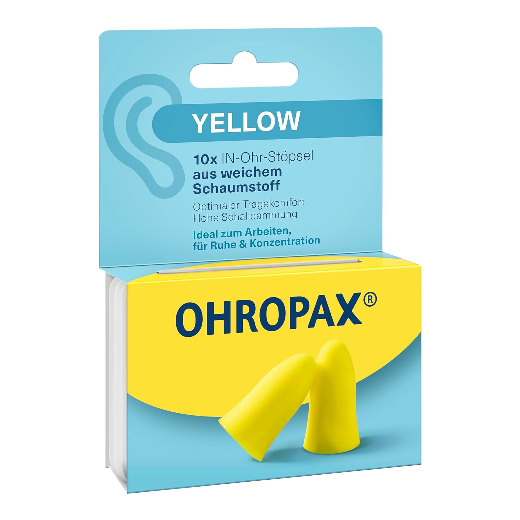 OHROPAX Gehörschutzstöpsel OHROPAX Yellow Ohrstöpsel – Gehörschutz aus PU-Schaum 10 Stück