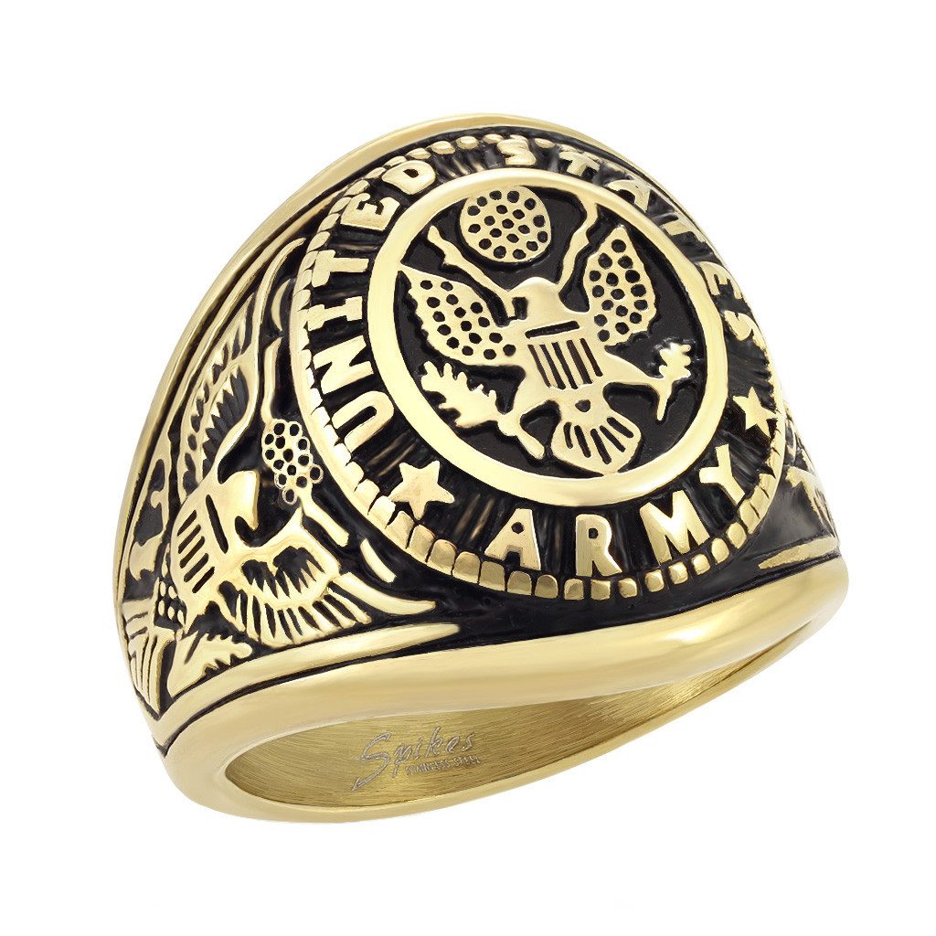 Taffstyle Fingerring Biker Ring Army Seal Siegelring Gold US Armee Adler Größe 67 (21.3) (Rocker Schmuck Bikerschmuck Fingerring), Edelstahl Männer Herren Ring Massiv Breit Herrenring Männer Biker