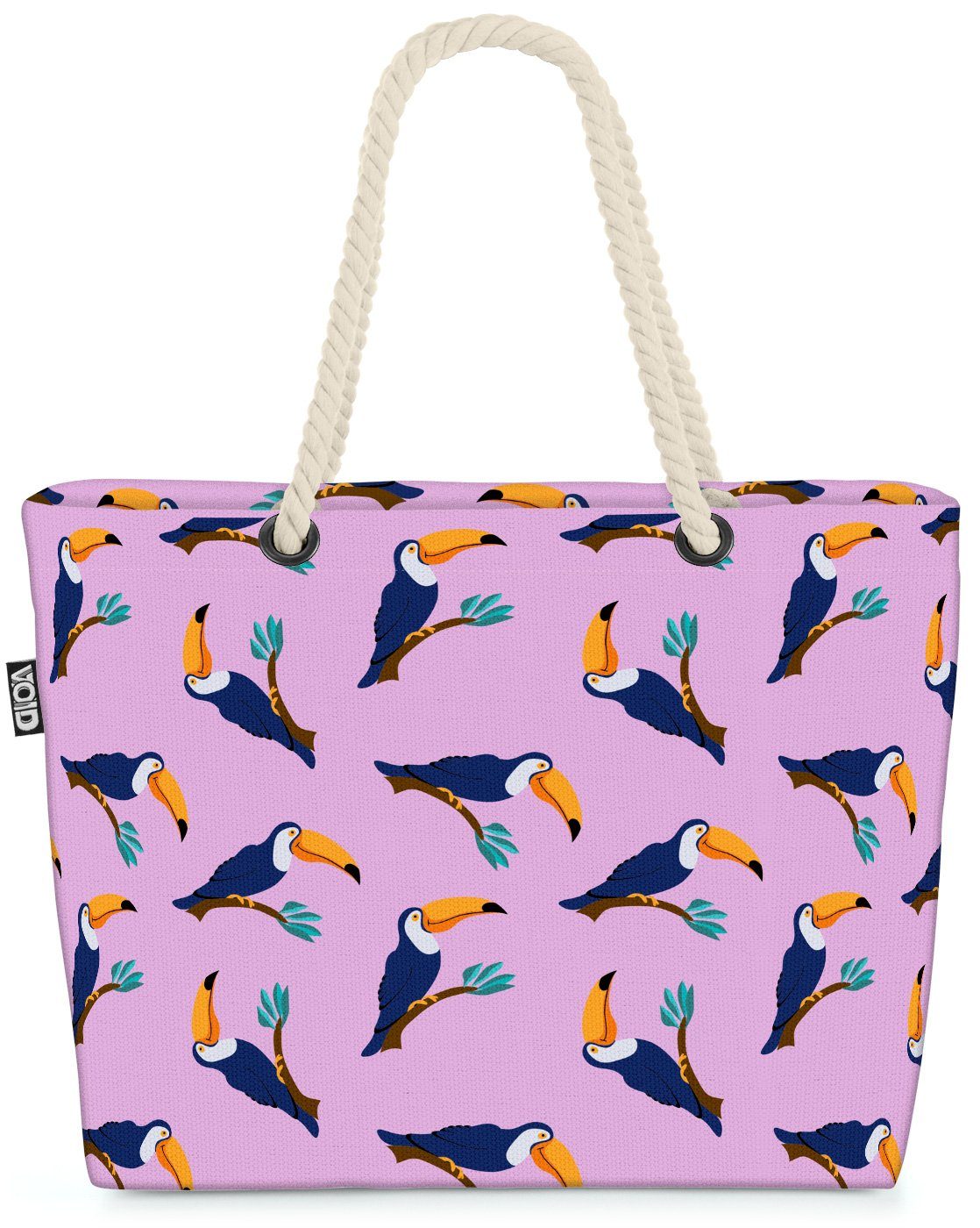 VOID Beach Bag Tukan Schnabel Muster Strandtasche Urwald Dschungel Kinder (1-tlg), Vogel Tiere Safari