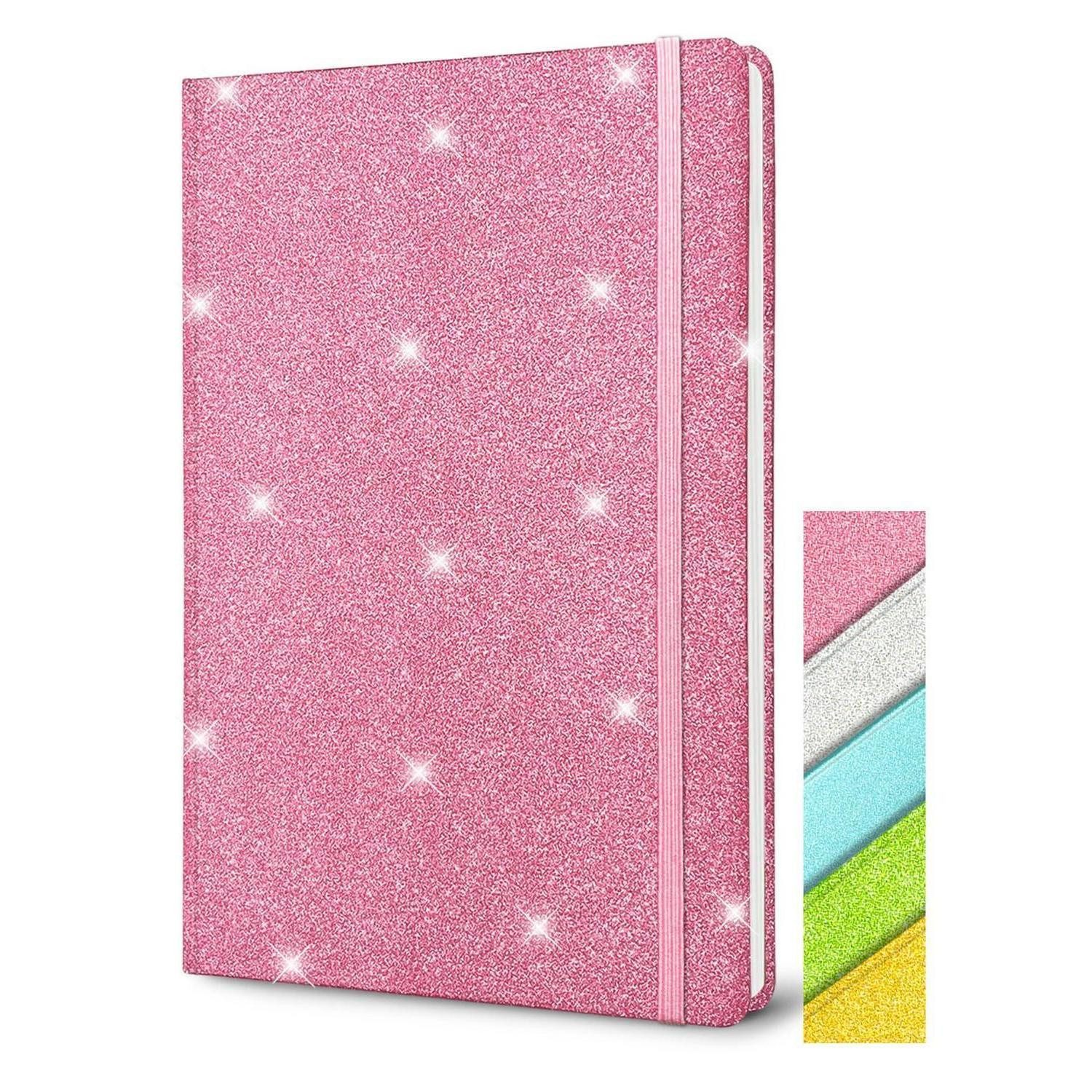 LuxusKollektion Tagebuch Notizbuch A5 Glitzer Liniert Rosa