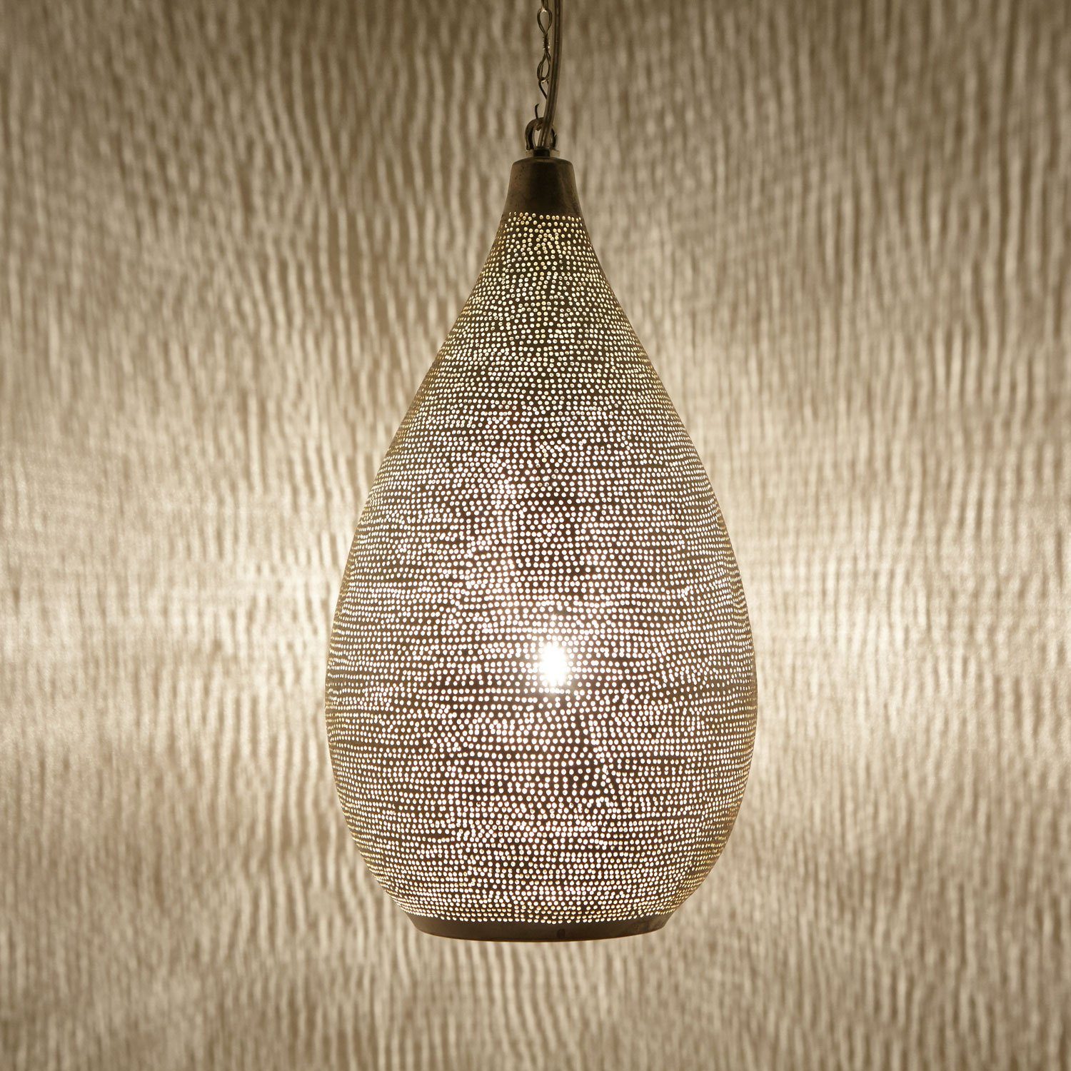 Casa Moro Naouma Messing, Handgefertigte Lampe Leuchtmittel, Pendelleuchte aus Silberlampe Silber Deckenleuchten Marokkanische Prachtvolle EL2185 Hängelampe ohne Sada D20