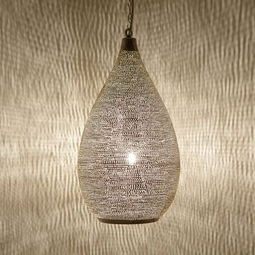 Casa Moro Deckenleuchten Marokkanische Lampe Naouma Sada D20 Silber aus Messing, ohne Leuchtmittel, Handgefertigte Silberlampe Prachtvolle Hängelampe Pendelleuchte EL2185