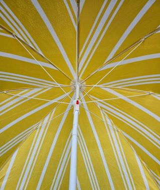 Meinposten Sonnenschirm gelb weiß gestreift UV-Schutz 30+ Schirm Strandschirm Ø 150 cm, höhenverstellbar