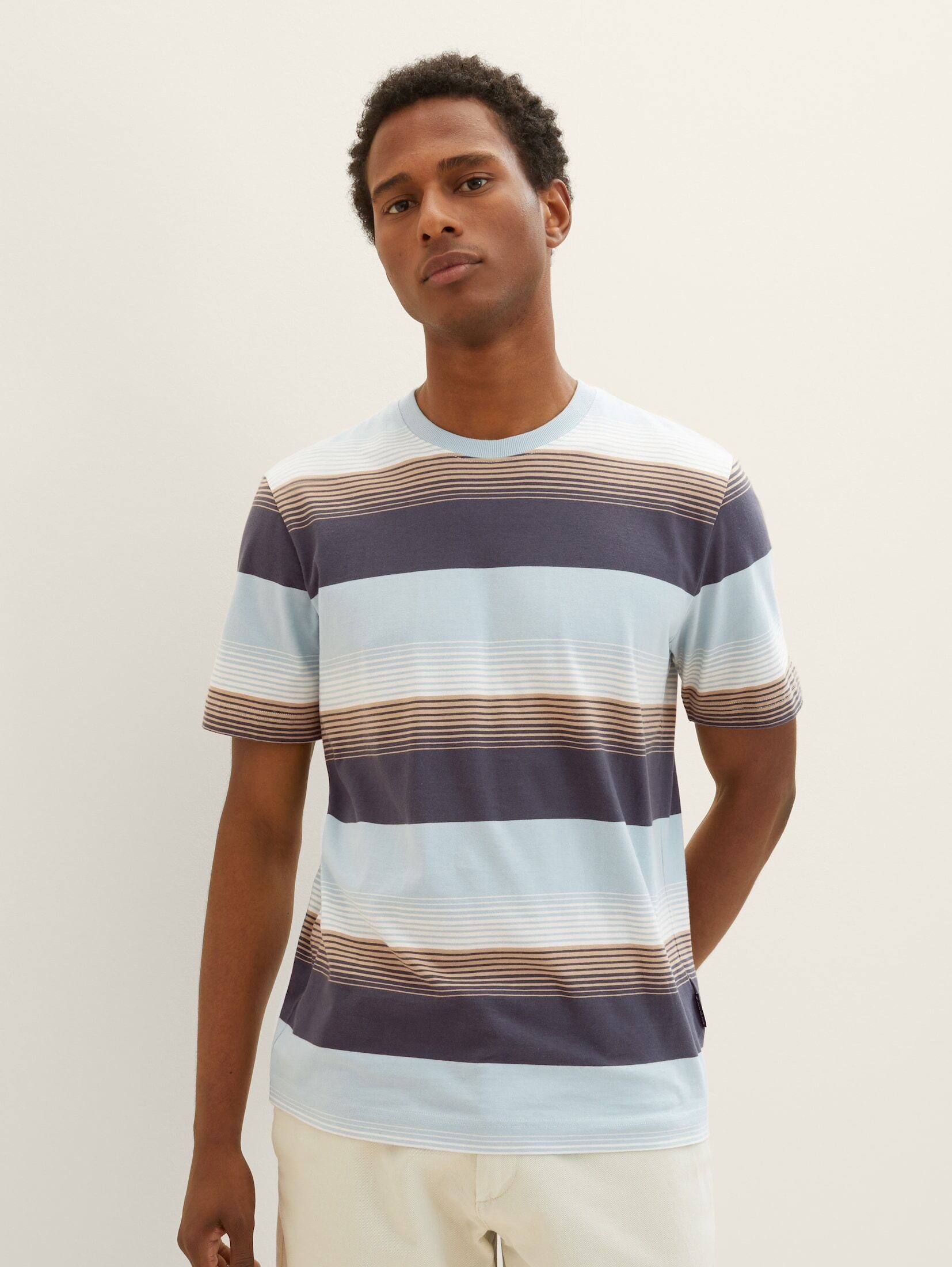 T-Shirt multi stripe gradient TOM blue gestreift T-Shirt TAILOR