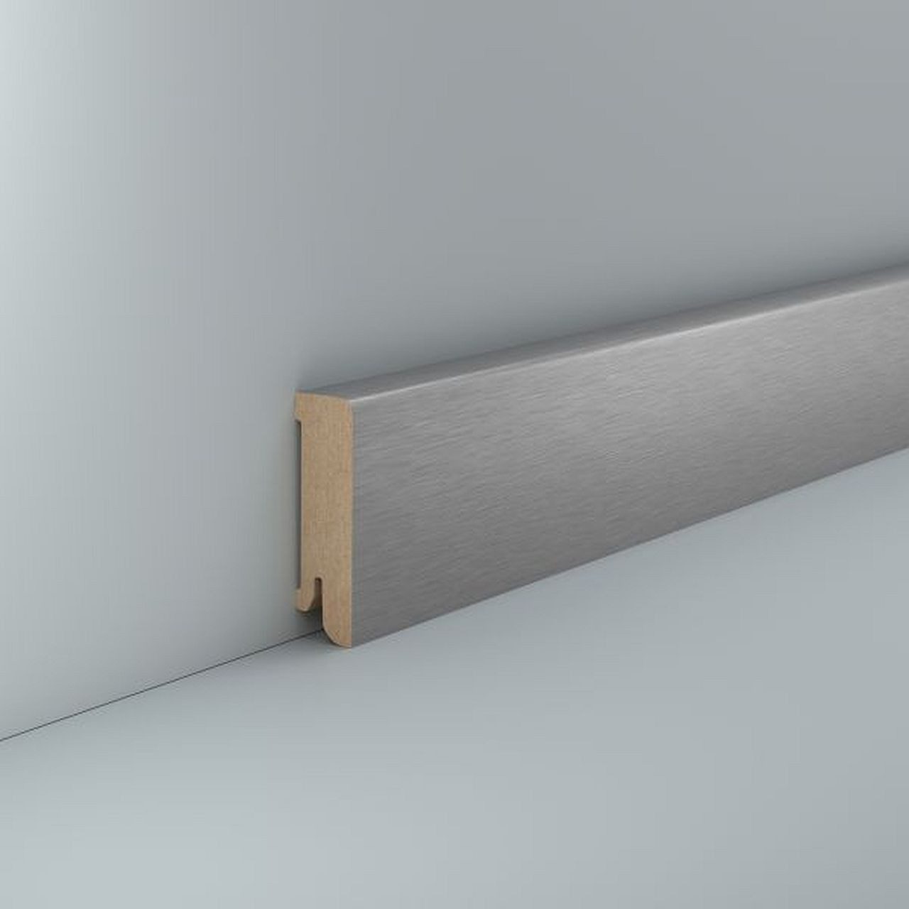 Südbrock Sockelleiste Sockelleiste Aluminium Optik 16 x 40 mm MDF Fußleiste Cube, L: 250 cm, H: 5.8 cm, 1-St.