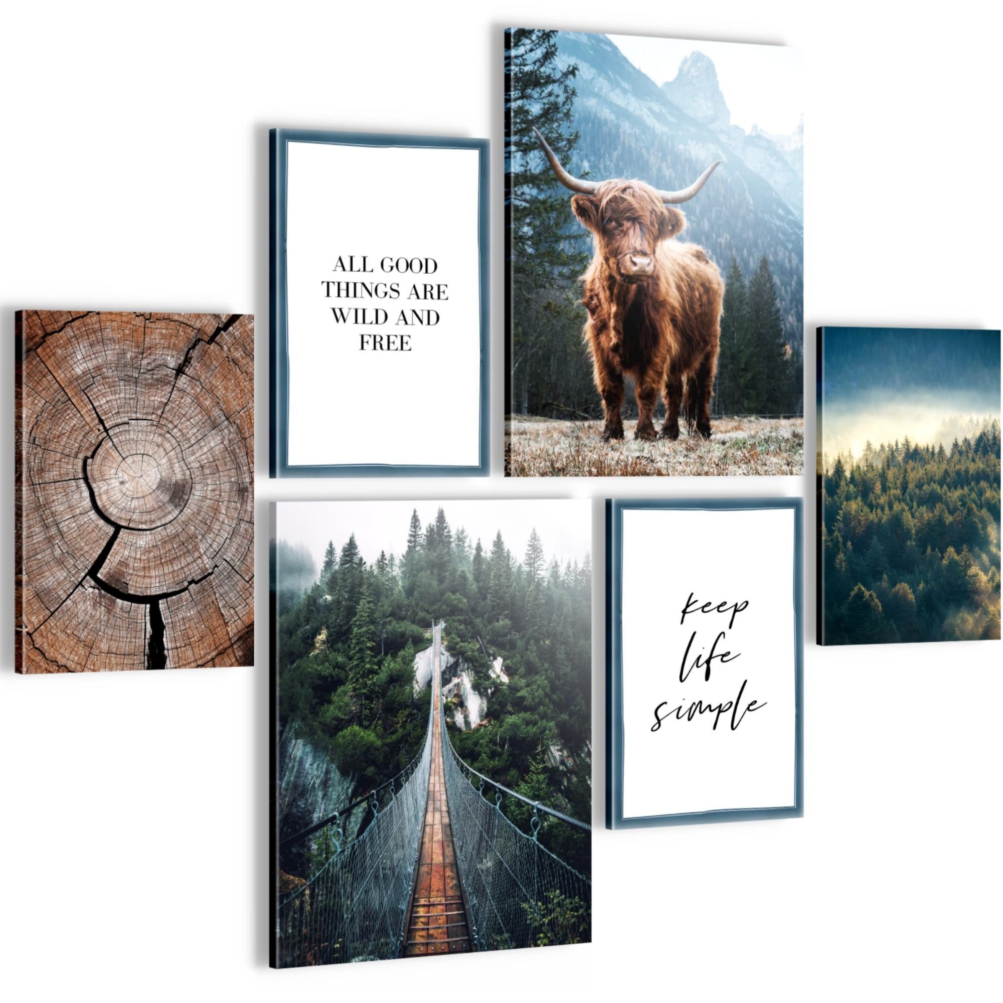 Novart Wandbild Landschaft Natur Wald AUFHÄNGFERTIG Modern Deko Flur N0045, 102L x 84B cm