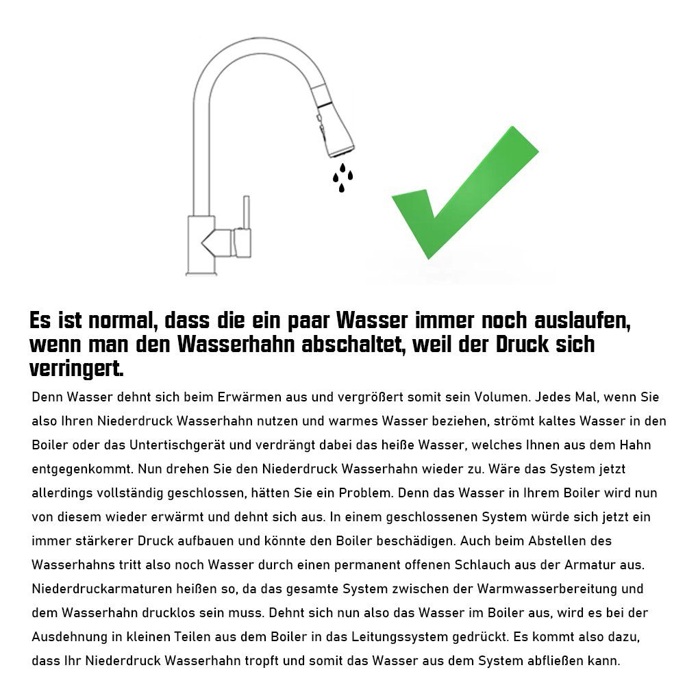 Waschtischarmatur 360° Keramikkartusche (mit Niederdruckarmatur/Hochdruckhahn Auslauf Silber Brause XIIW Edelstahl Küche Mischbatterie) Niederdruck Ausziehbar Waschtischarmatur Drehbar Spültischarmatur,