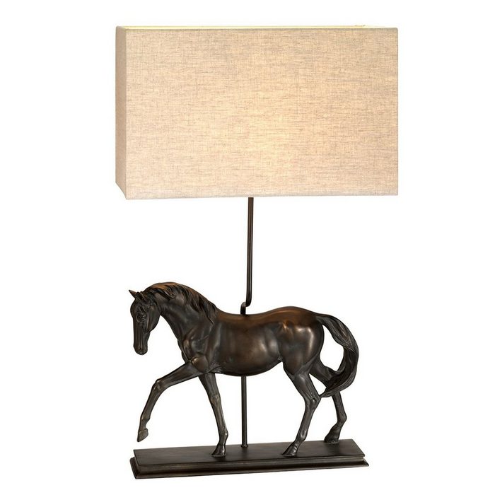 Licht-Erlebnisse Nachttischlampe ANIMIAL ohne Leuchtmittel Tischleuchte Pferd Natur E27 77 cm Klassisch Beleuchtung