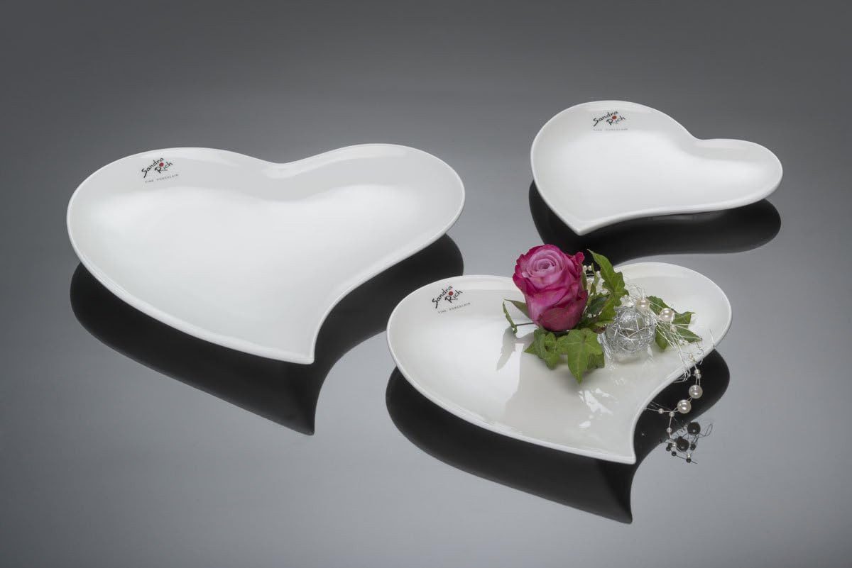 Sandra Rich Teller Frühstücksteller in Herzform, Porzellan, Ø 21 cm, weiß, (1 St)