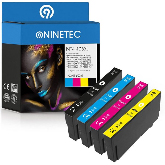 NINETEC 4er Set ersetzt Epson 405XL Multipack Tintenpatrone