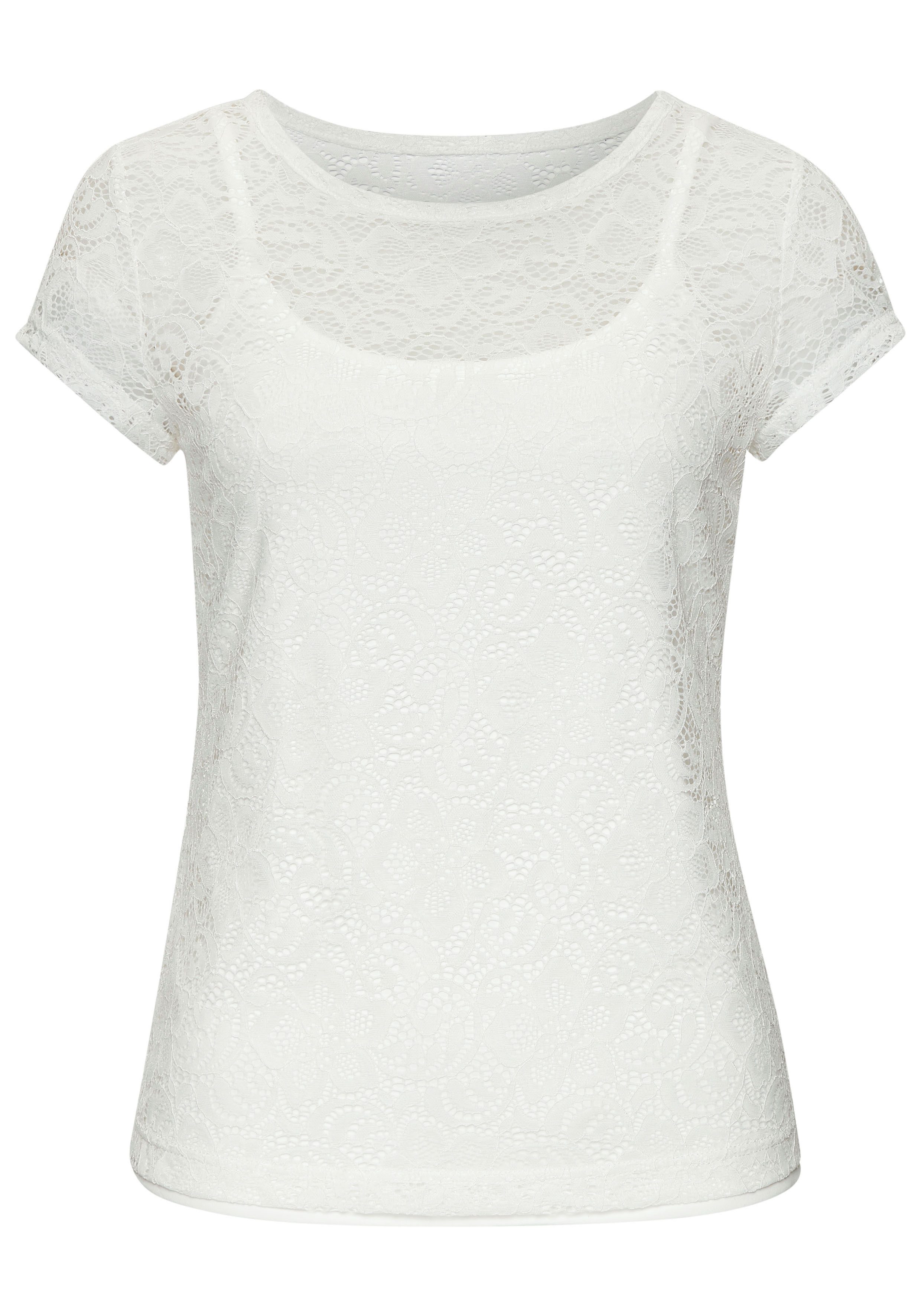 LASCANA Spitzenshirt (Packung, +Top) mit Blumenmuster günstig online kaufen