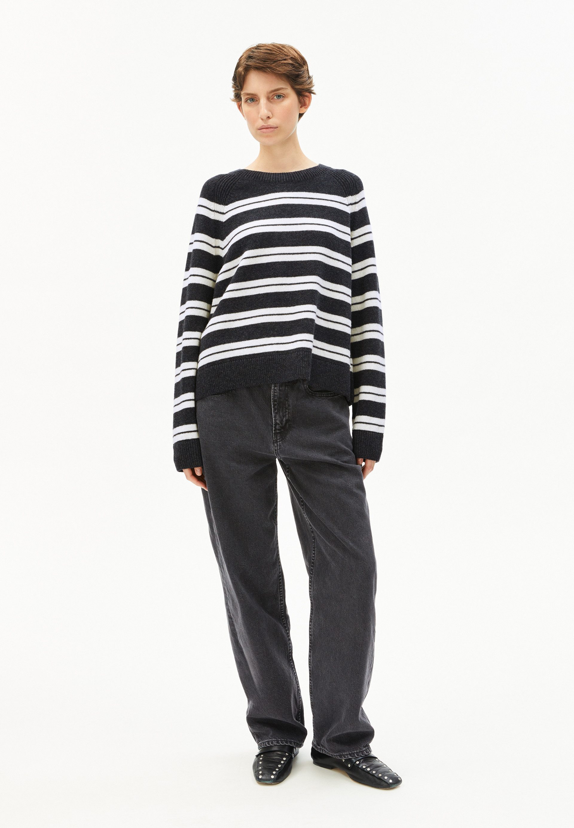 Armedangels Strickpullover LILIRIAA FINE STRIPES Pullover aus Bio-Woll Mix Loose Fit