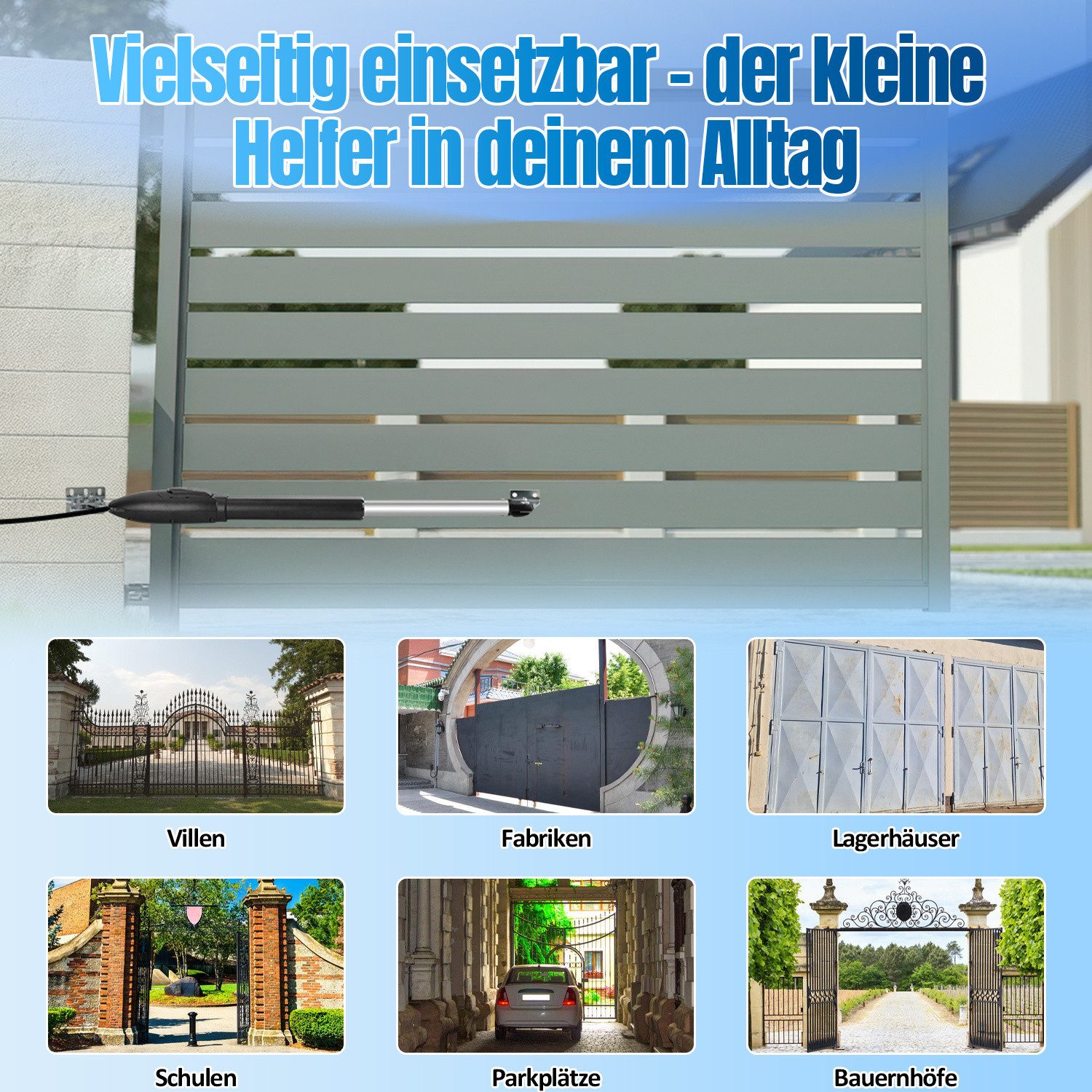 Clanmacy Schiebetorantrieb 2X50W Drehtorantrieb Toröffner Set 600kg Zahnstange Schiebetorantrieb, (mit 2 orangen Schlüssel und 6 Fernbedienung), Betriebene Türen Eisenwaren