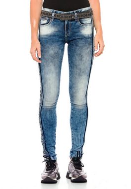 Cipo & Baxx Slim-fit-Jeans mit Seitenstreifen im Glitzer Look in Skinny-Fit