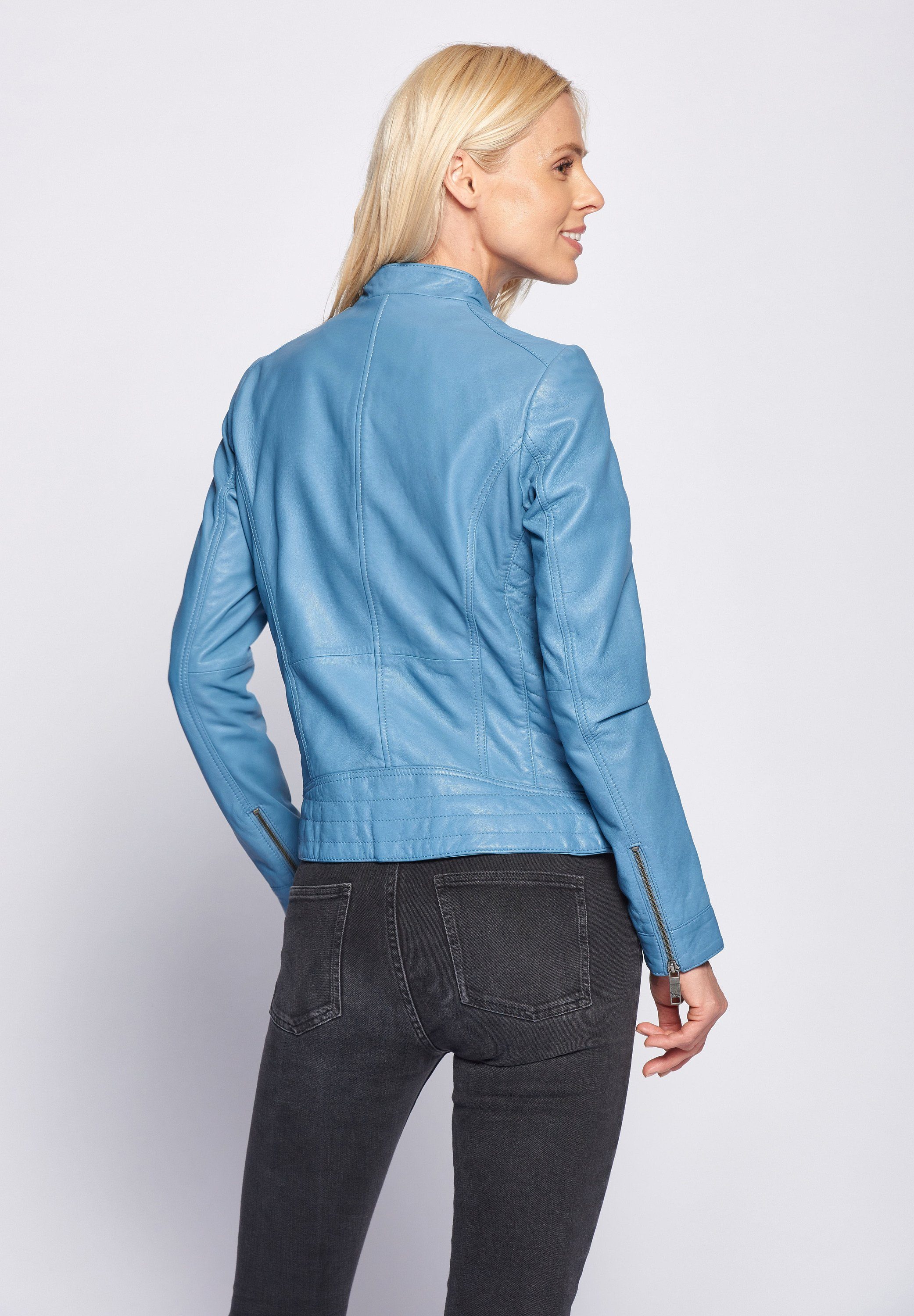 Maze Lederjacke Sally light blue