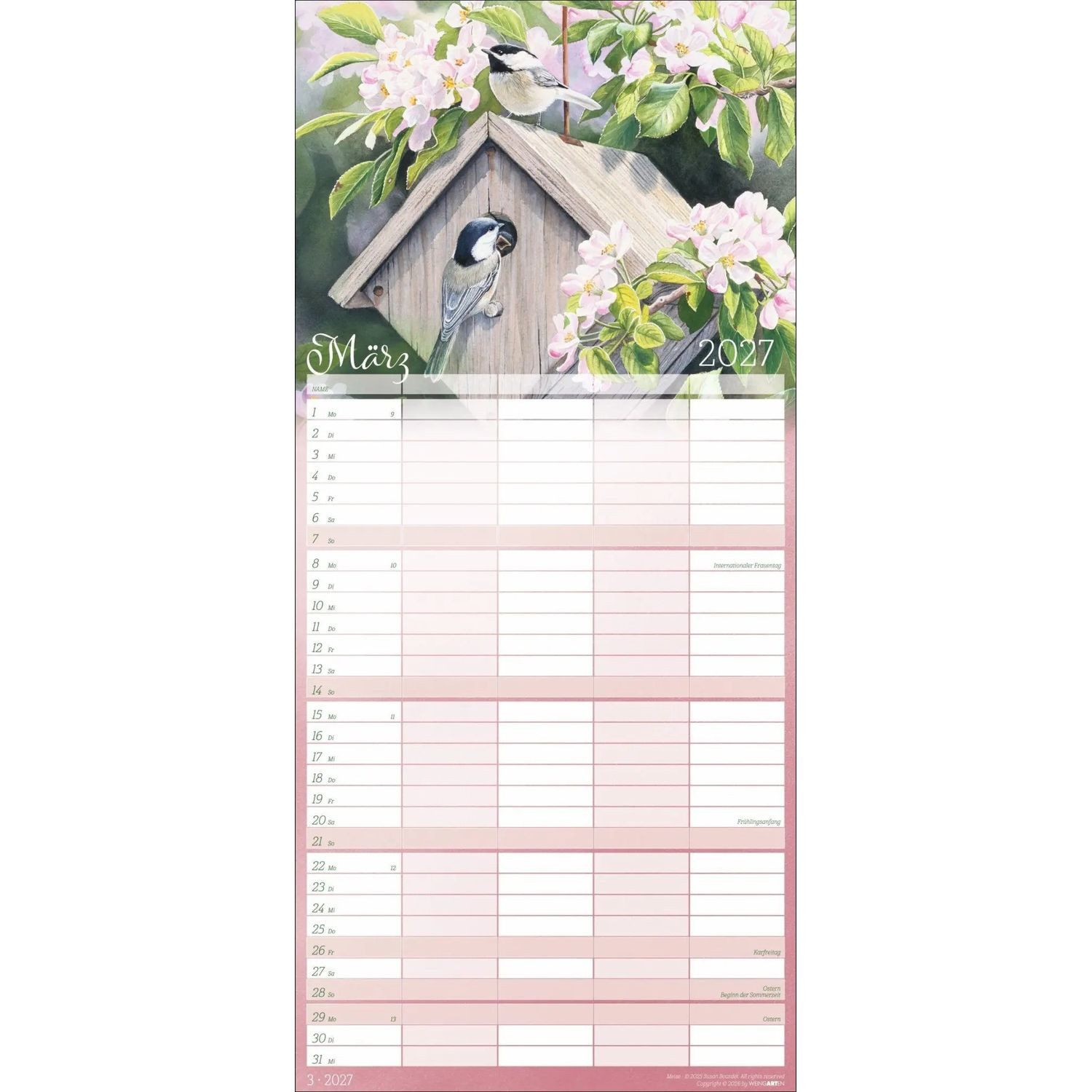 Wandkalender Bunte Vogelwelt Familienplaner 2027 – Bild 5 von 5