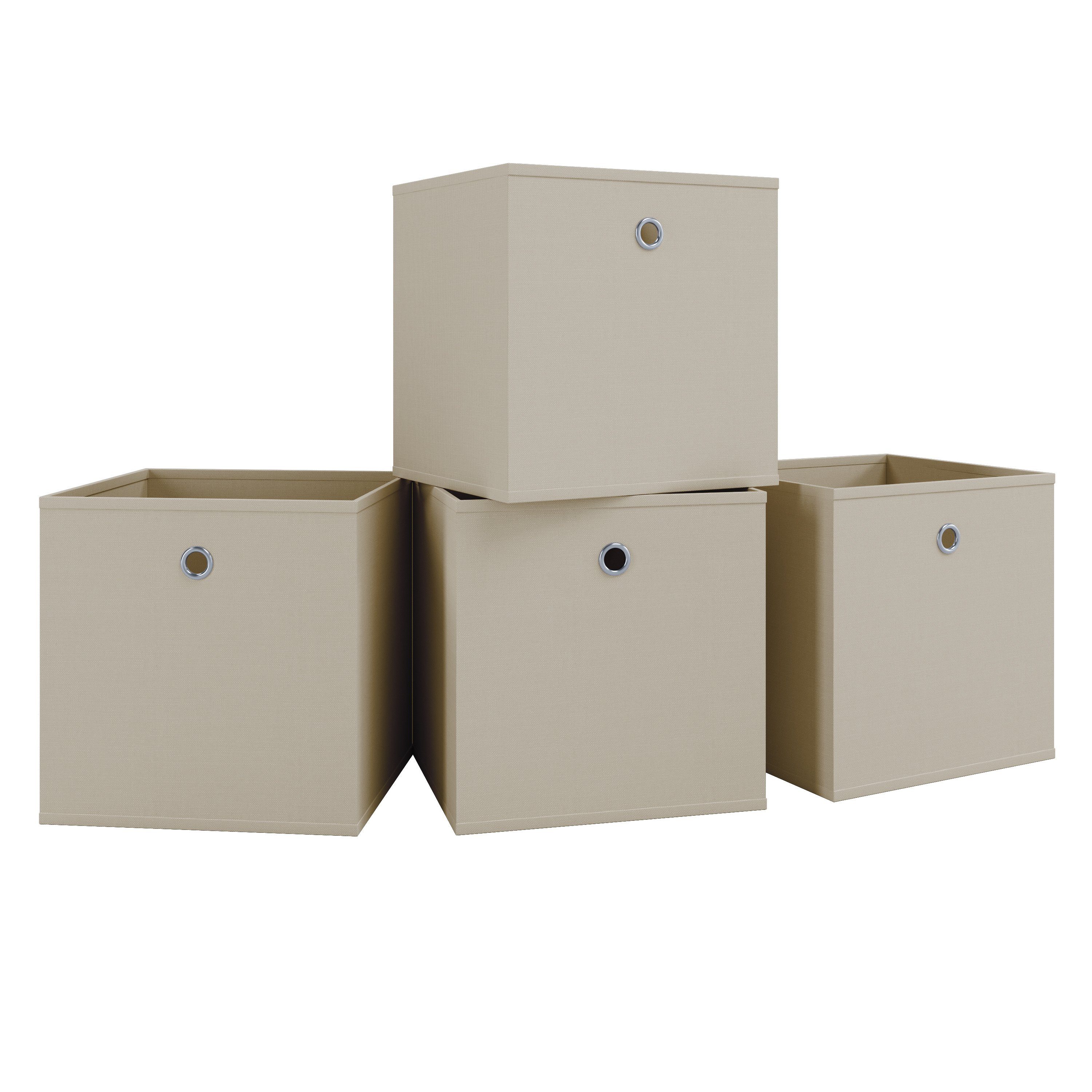 VCM Faltbox Boxas 4er Set B. 27 x T. 27 x H. 28 cm (Spar-Set, 4), Platzsparende Lösung gegen Chaos, Diele oder Kleiderschrank, 4 Fächer