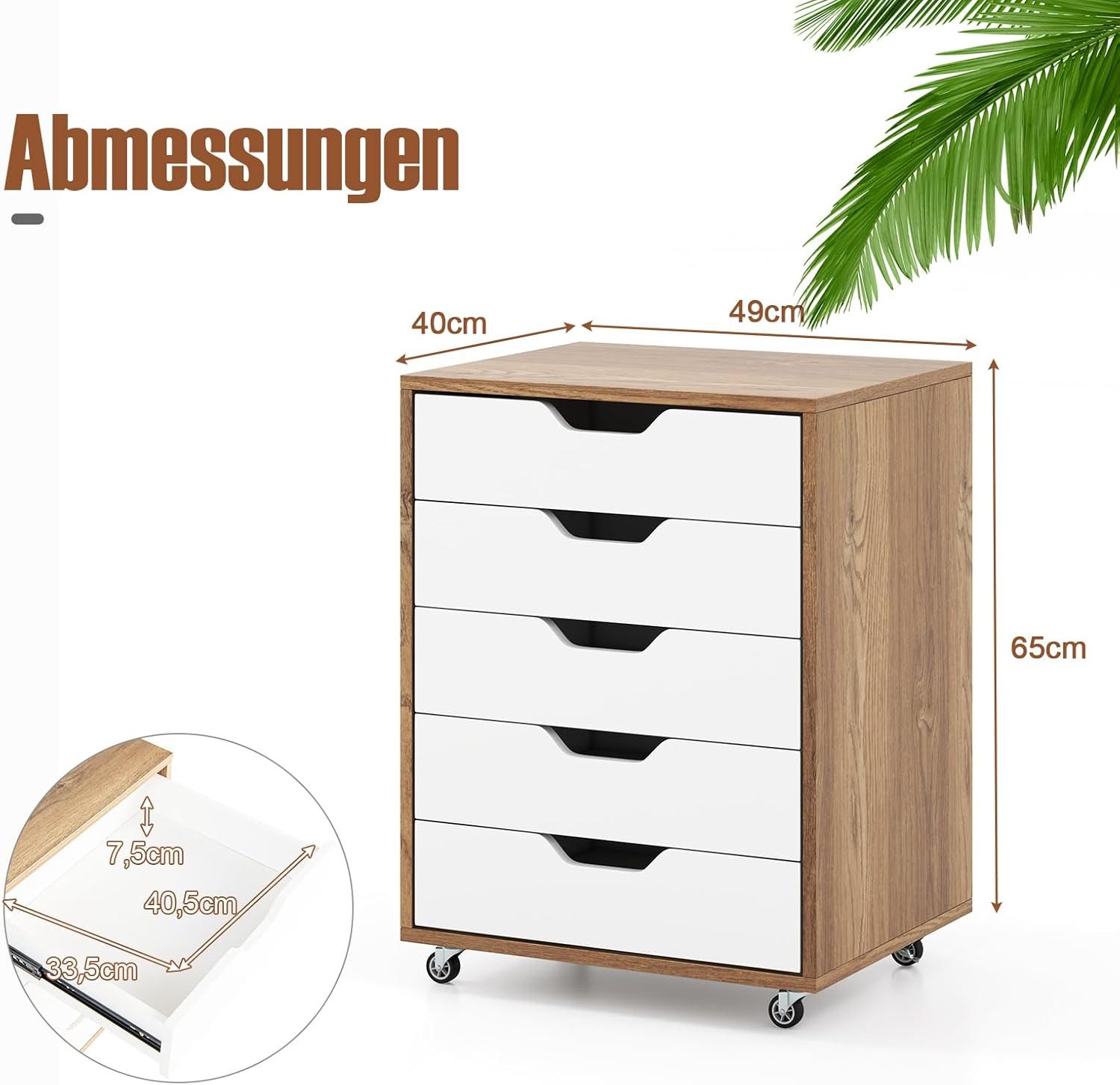 KOMFOTTEU Aktenschrank mit Rollen & 5 günstig online kaufen