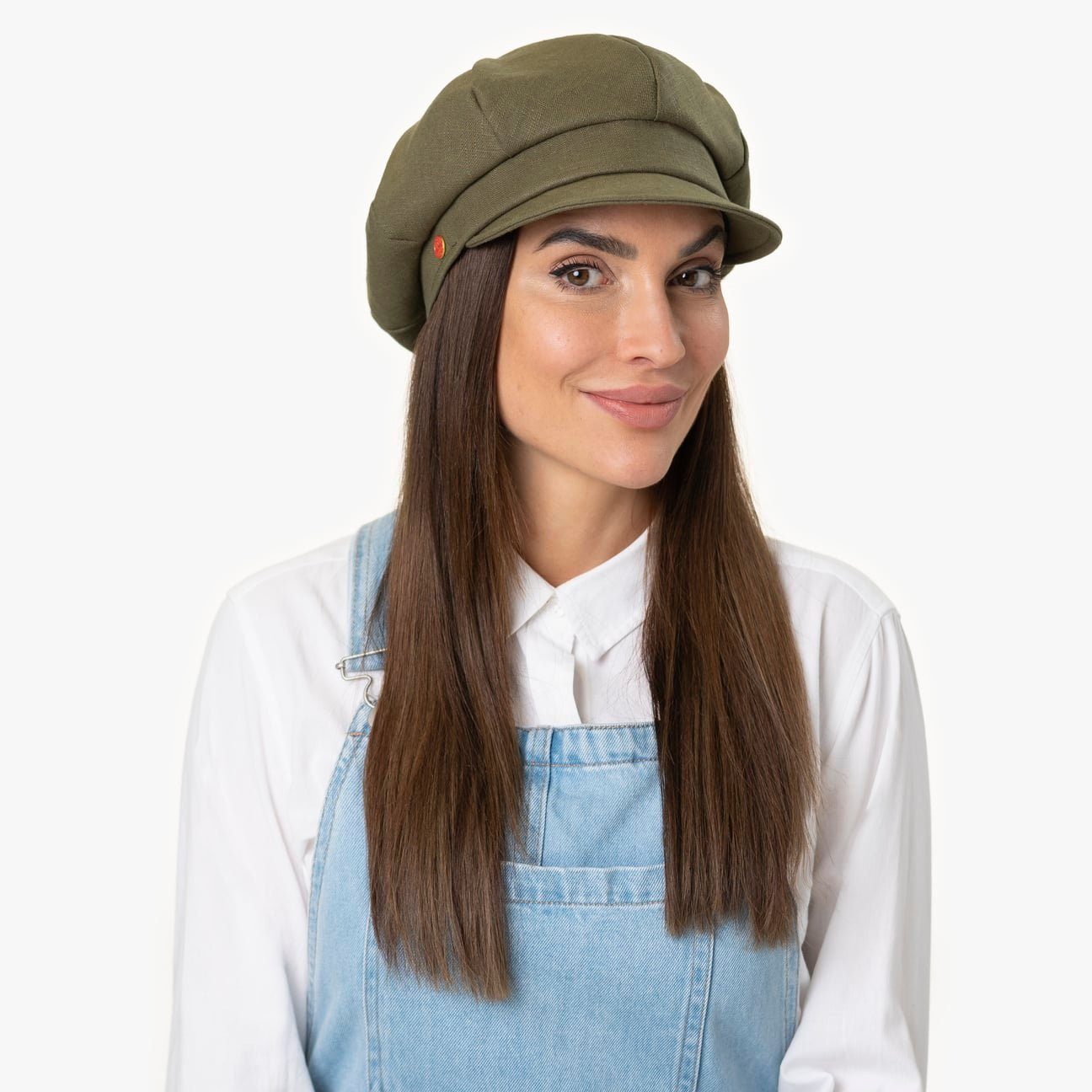 Ballonmütze EU Newsboy Cap the Made in (1-St) Schirm, hellbeige mit Mayser