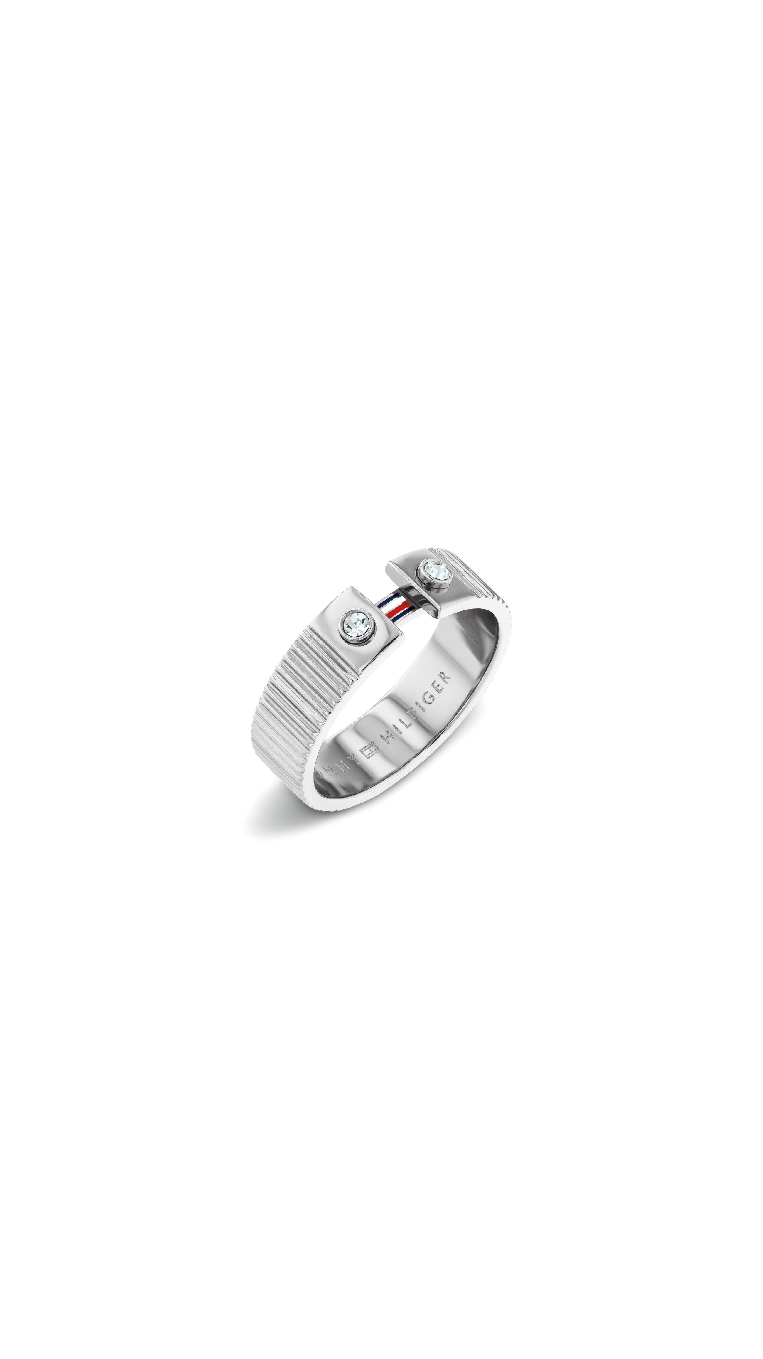 Tommy Hilfiger Fingerring STRIPES, mit Glasstein - Emaille