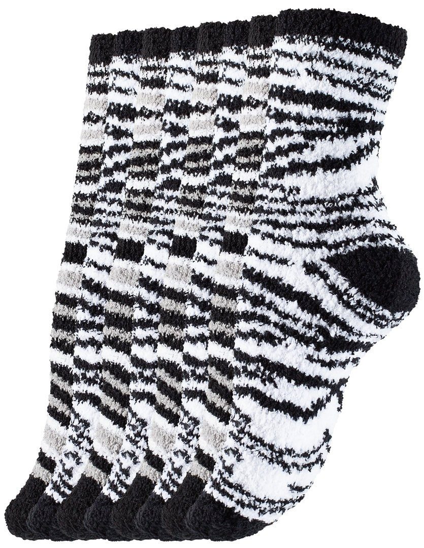 Yenita® Kuschelsocken Homesocks (8-Paar) Weich und flauschig Zebra