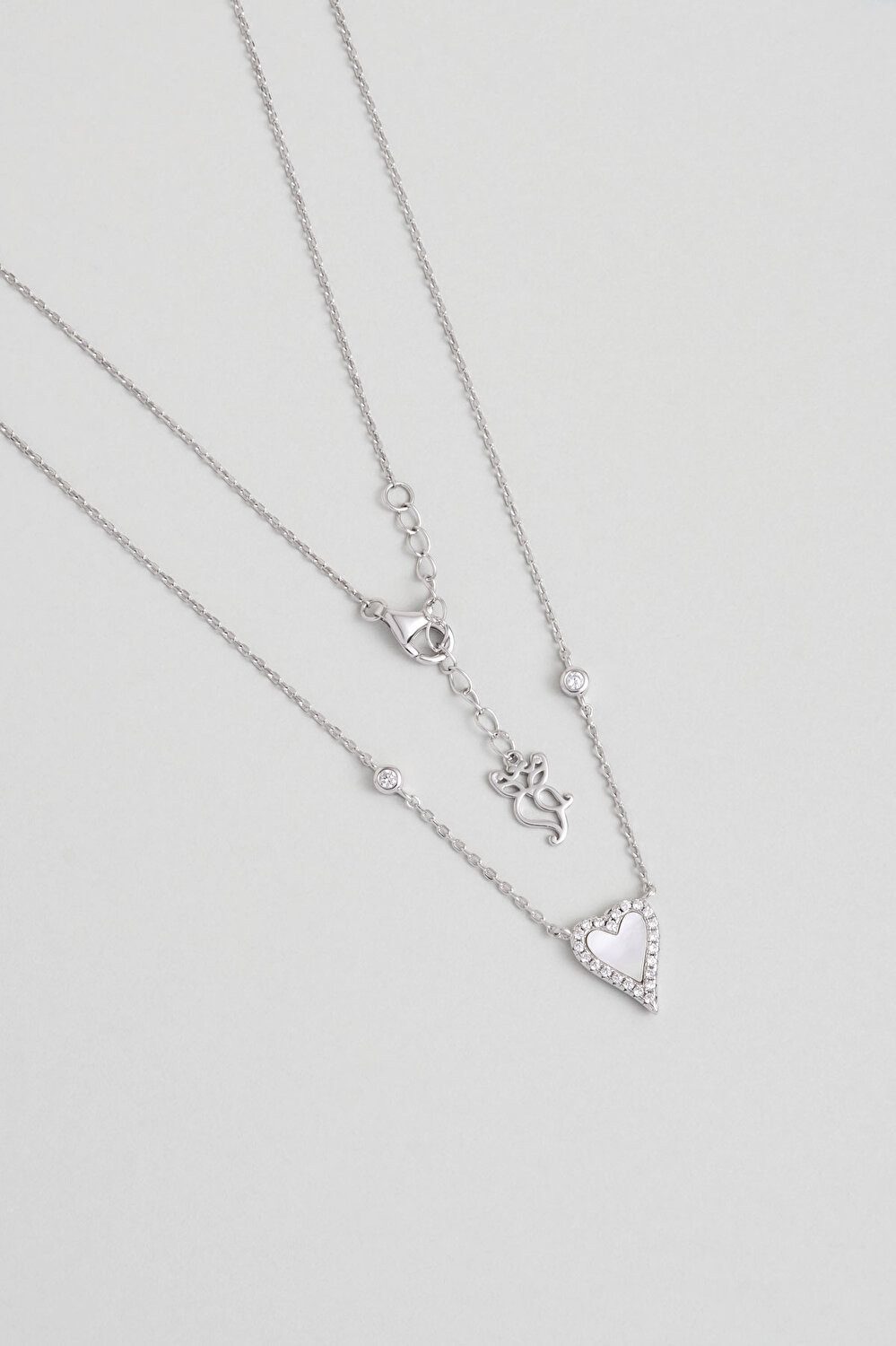 So CHIC... Kette mit Einhänger Herz Halskette 45cm, Weißgold plattiert