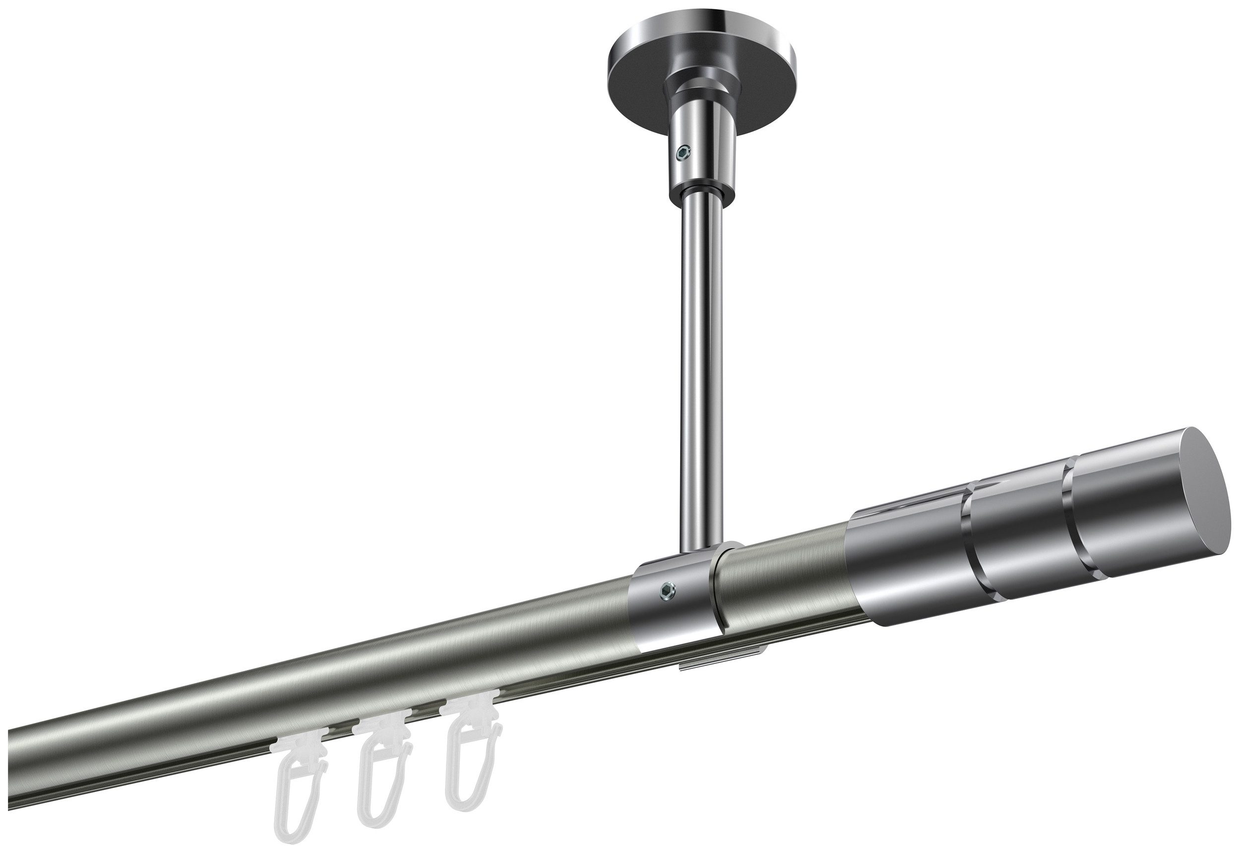 INTERDECO Innenlaufschiene Sonette Elanto, Ø 20 mm, 1-läufig, Fixmaß, kürzbar, Deckenmontage, Aluminium, Edelstahl-Optik / Chrom / Bicolor
