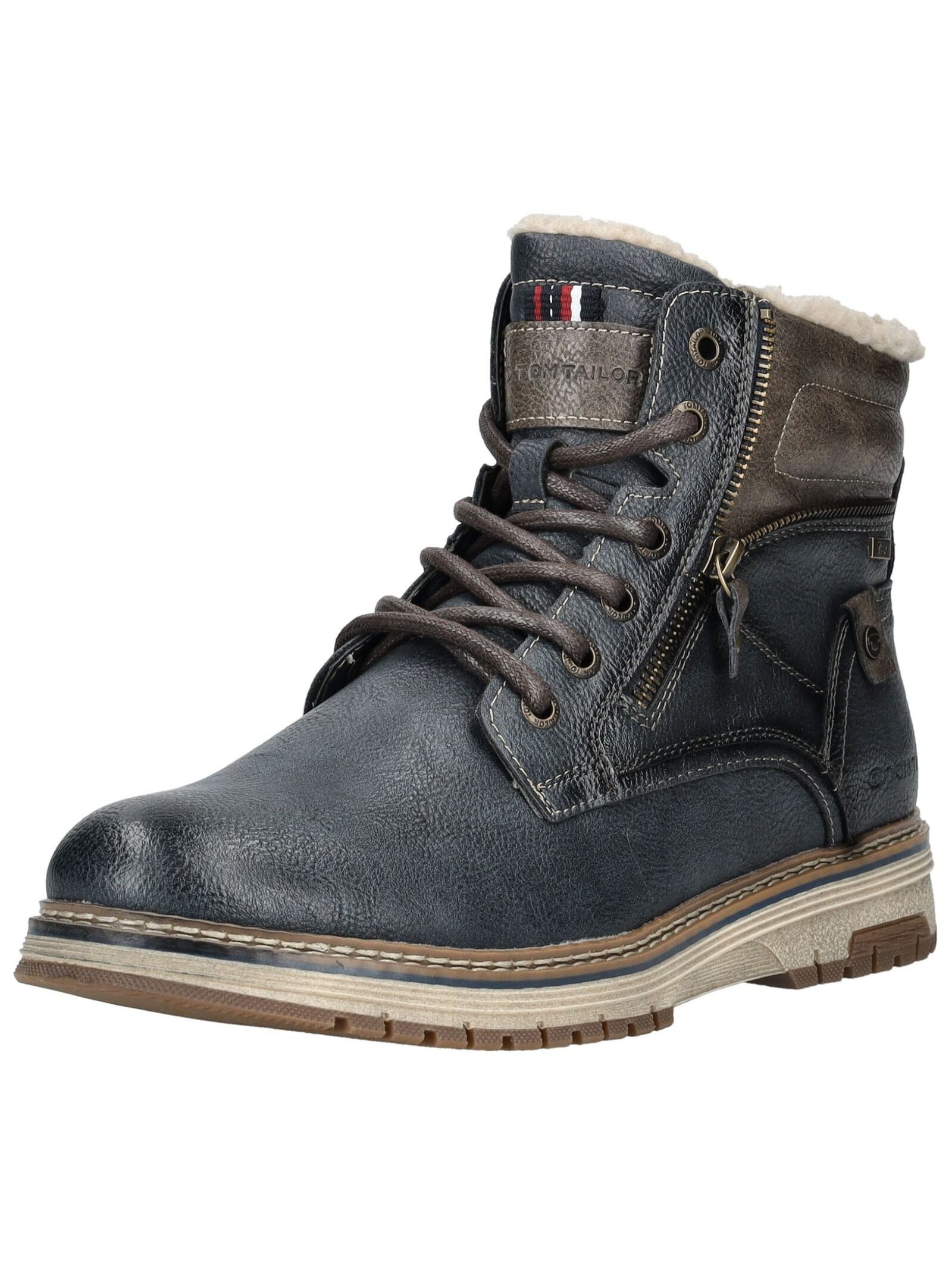 TOM TAILOR Stiefelette Lederimitat/Textil . Schnürstiefelette günstig online kaufen