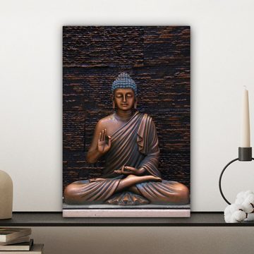 OneMillionCanvasses® Leinwandbild Buddha - Buddha-Statue - Braun - Spirituell - Meditation, (1 St), Leinwandbild fertig bespannt inkl. Zackenaufhänger, Gemälde, 20x30 cm