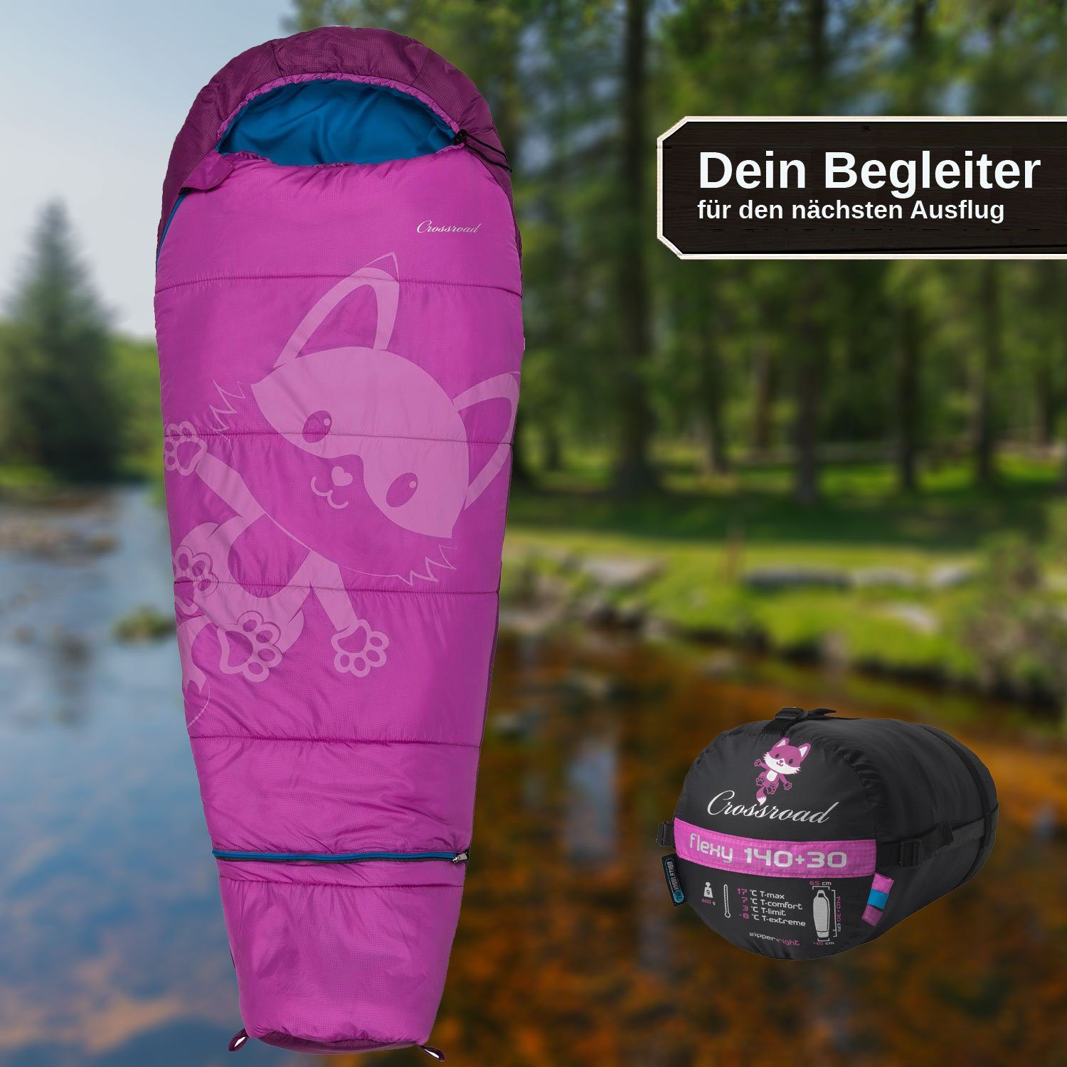 Crossroad Kinderschlafsack Crossroad Flexy pink Kinder Mumienschlafsack Mäd günstig online kaufen