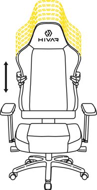 HIVAR Gaming-Stuhl SKYLAR OCEAN, Sitztiefenverstellung, höhenverstellbare Rückenlehne, Lordosenstütze, 4D Armlehnen, Wippwiderstand, Synchronmechanik, TÜV geprüft, Belastbarkeit 130 kg