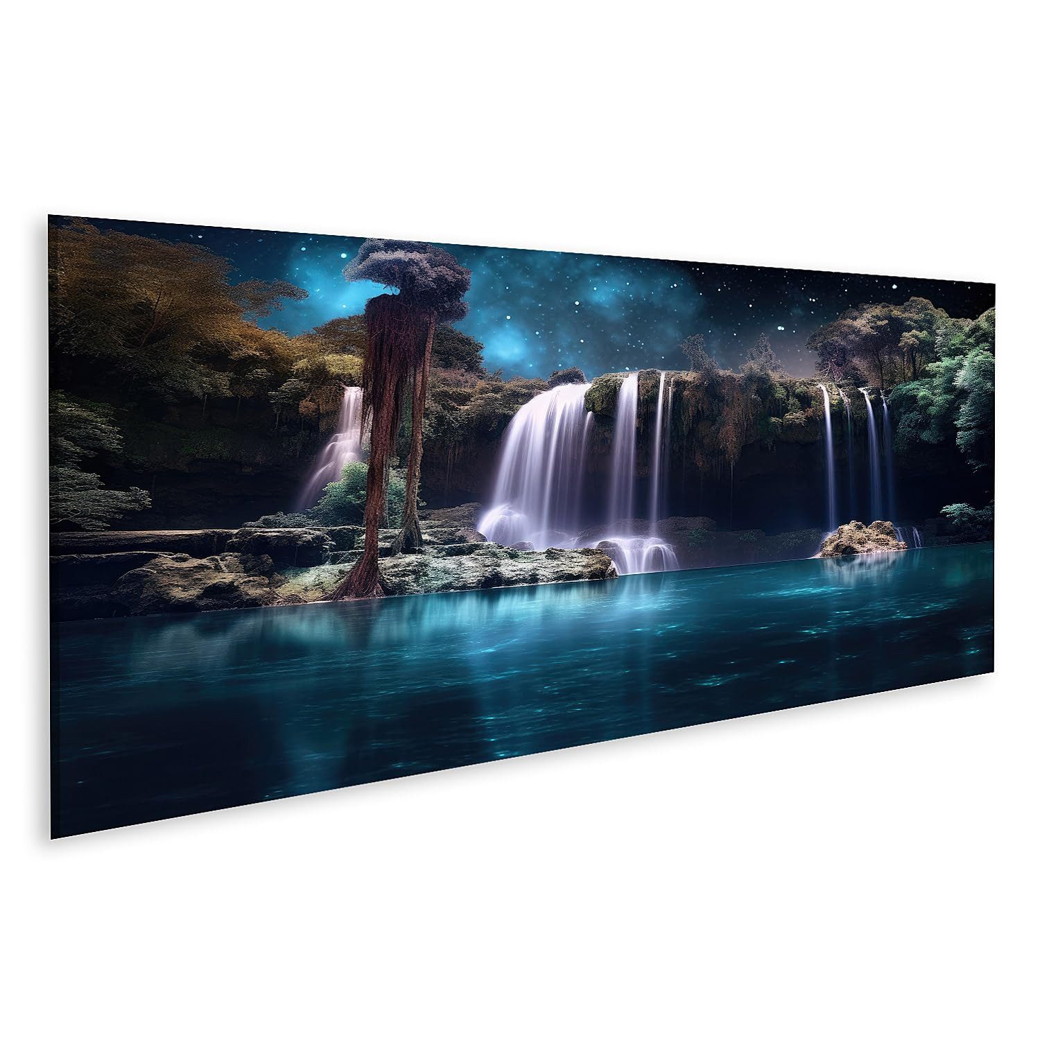 islandburner Leinwandbild Schönheit Wasserfall Beleuchtet Ätherisches Glühen Mondlicht Erfahrung