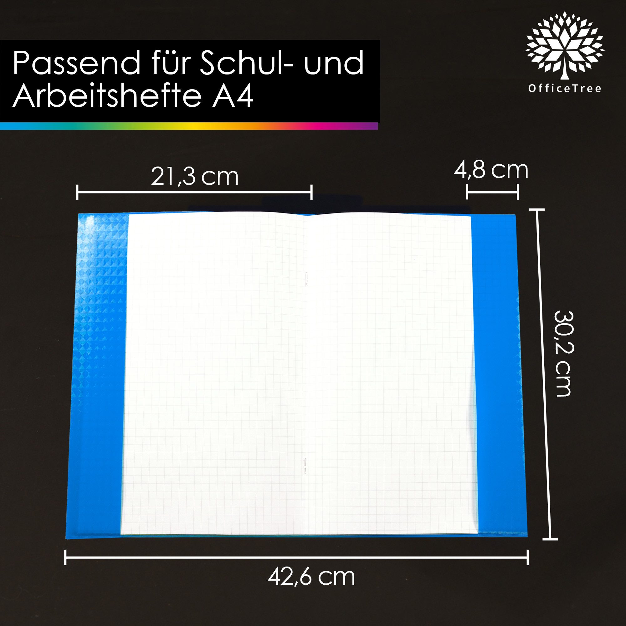 OfficeTree Schulheft 25x Heftumschläge A4 Bunt - 5 Farben, DIN A4, Bunte Heftumschläge