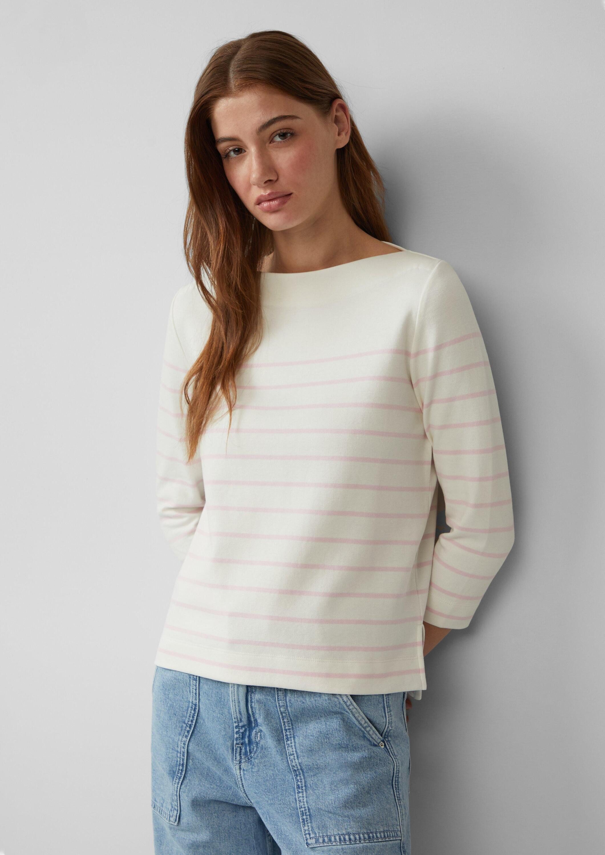 s.Oliver 3/4 Arm-Pullover Sweatshirt Geringeltes Sweatshirt mit U-Boot-Auss günstig online kaufen