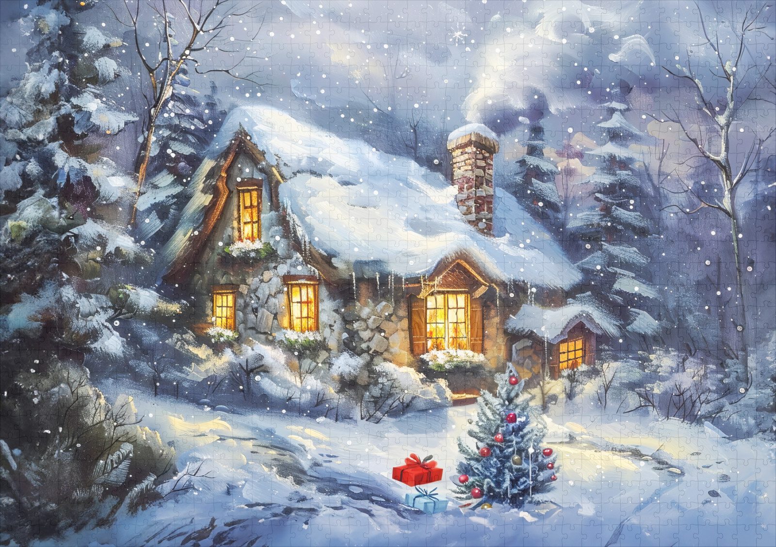 raxxa Puzzle "Cozy Winter Cottage with Christmas Tree", FSC®, 1000 Puzzlete günstig online kaufen