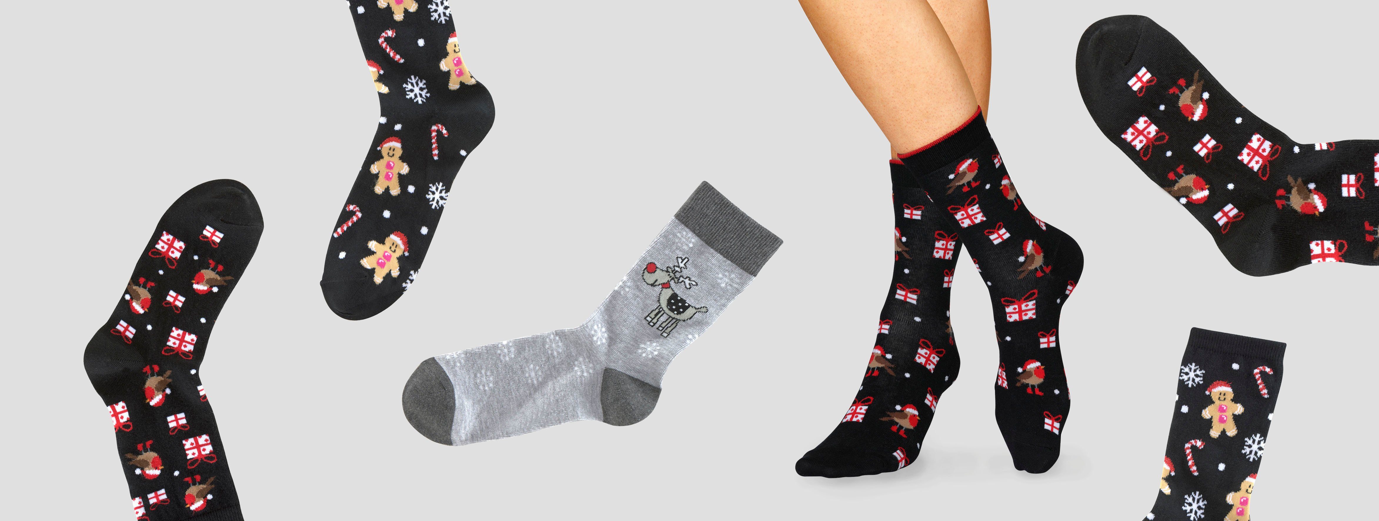 H.I.S Socken (Packung, 3-Paar) mit lustigen Weihnachtsmotiven